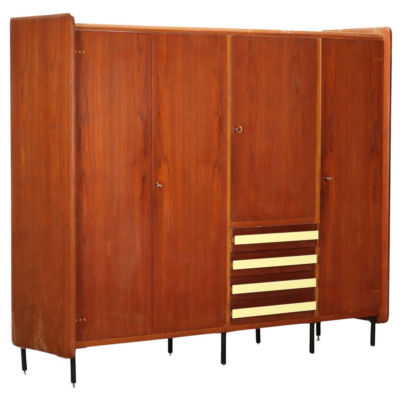 Wardrobe Teak Veneer, Italy, 1960s