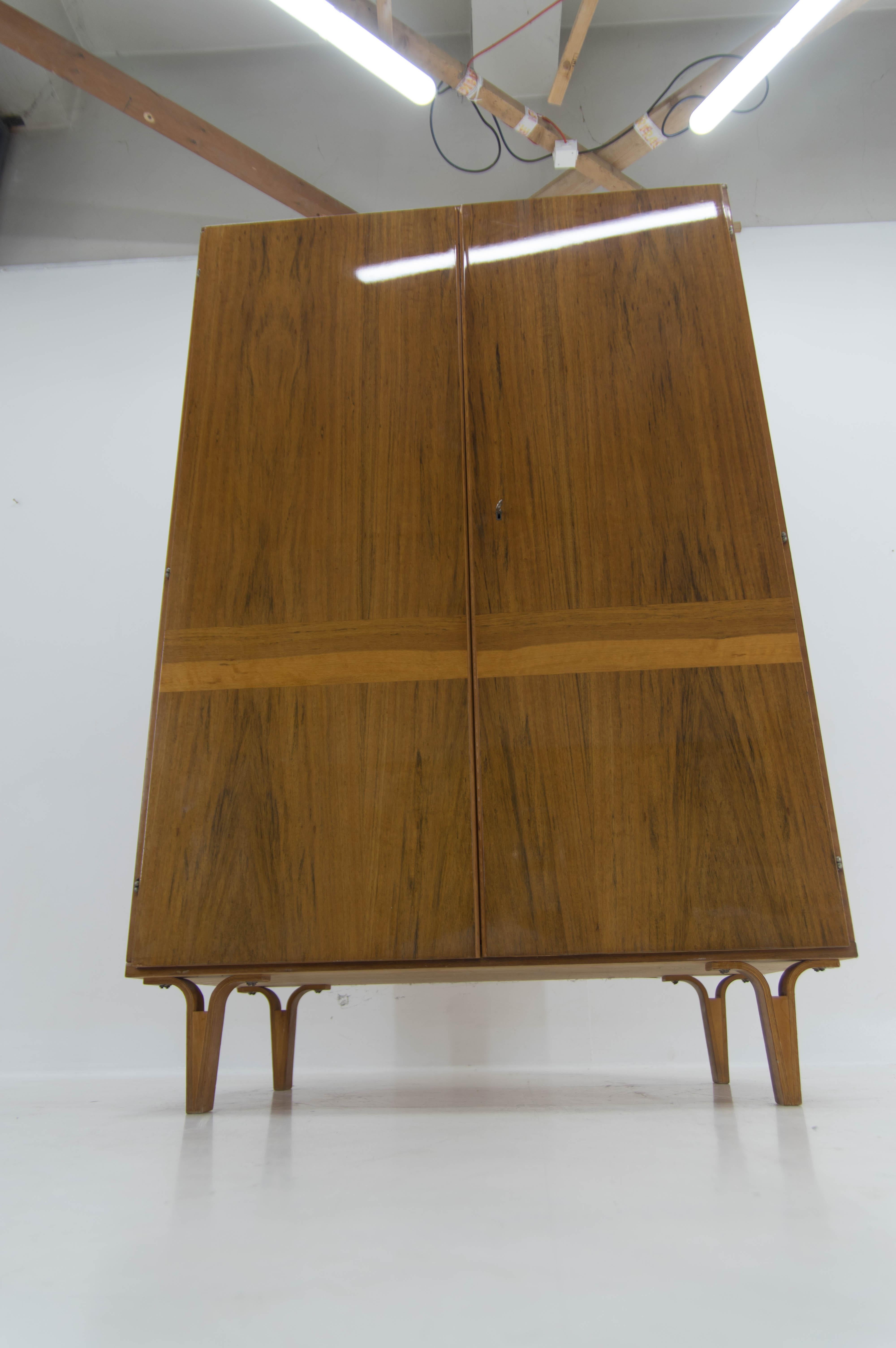 Wardrobe with Shelves in High Gloss Finish by Mezulanik for Novy Domov, 1970s 3