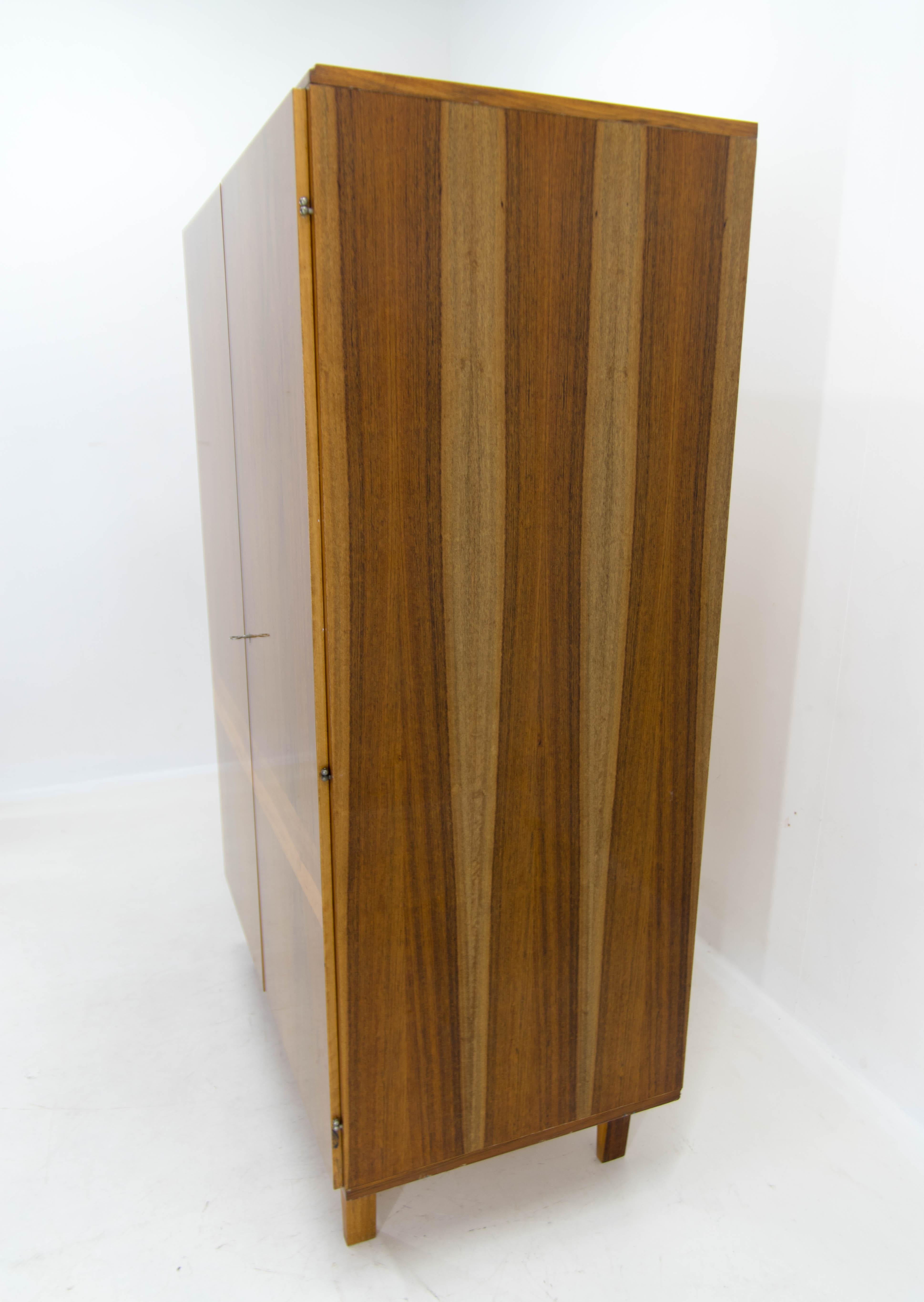 Czech Wardrobe with Shelves in High Gloss Finish by Mezulanik for Novy Domov, 1970s