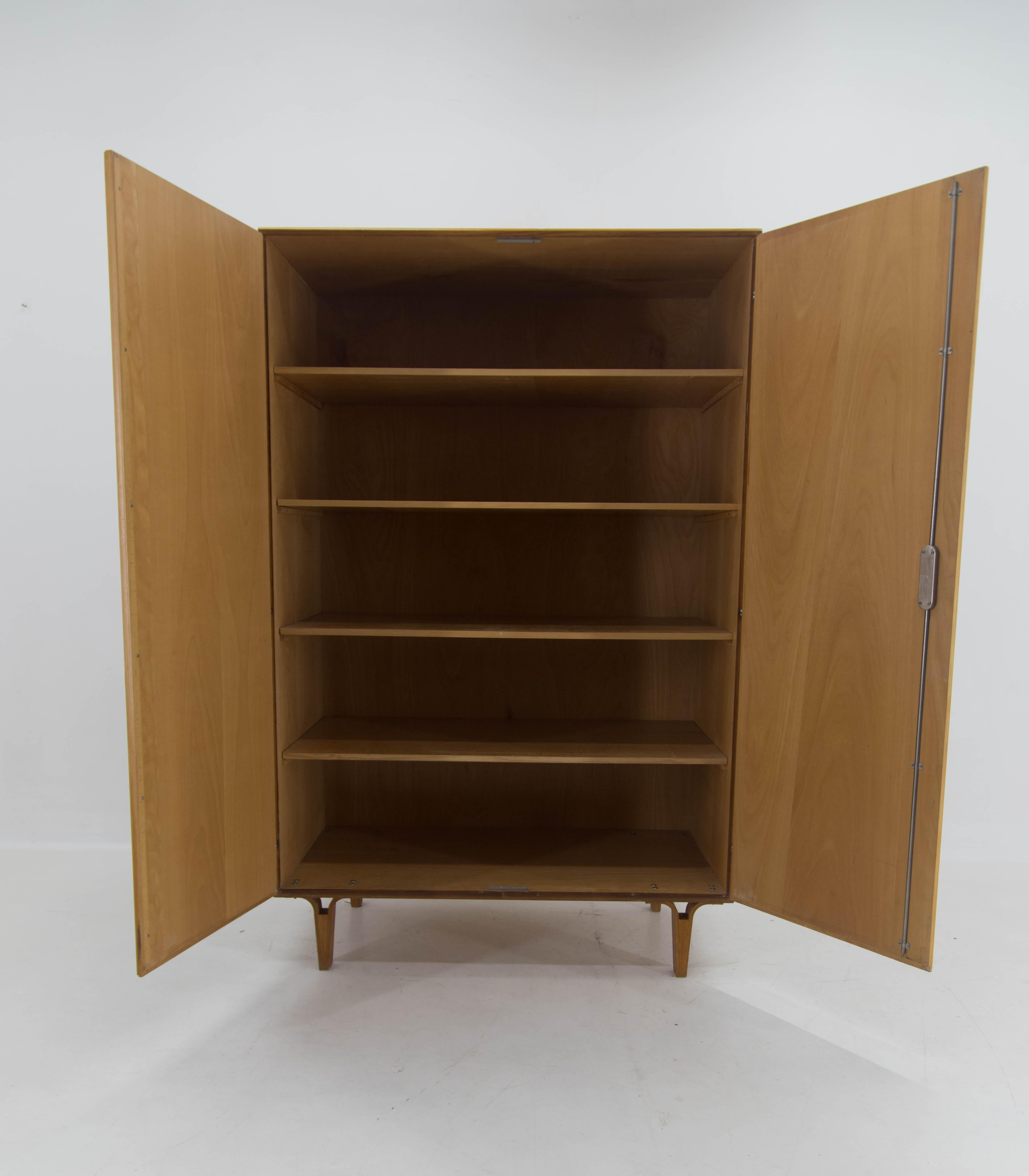 Wardrobe with Shelves in High Gloss Finish by Mezulanik for Novy Domov, 1970s 2