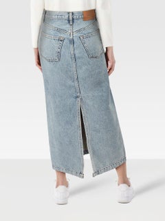 Wardrobe.NYC Blue Denim Fitted Maxi Skirt Size S