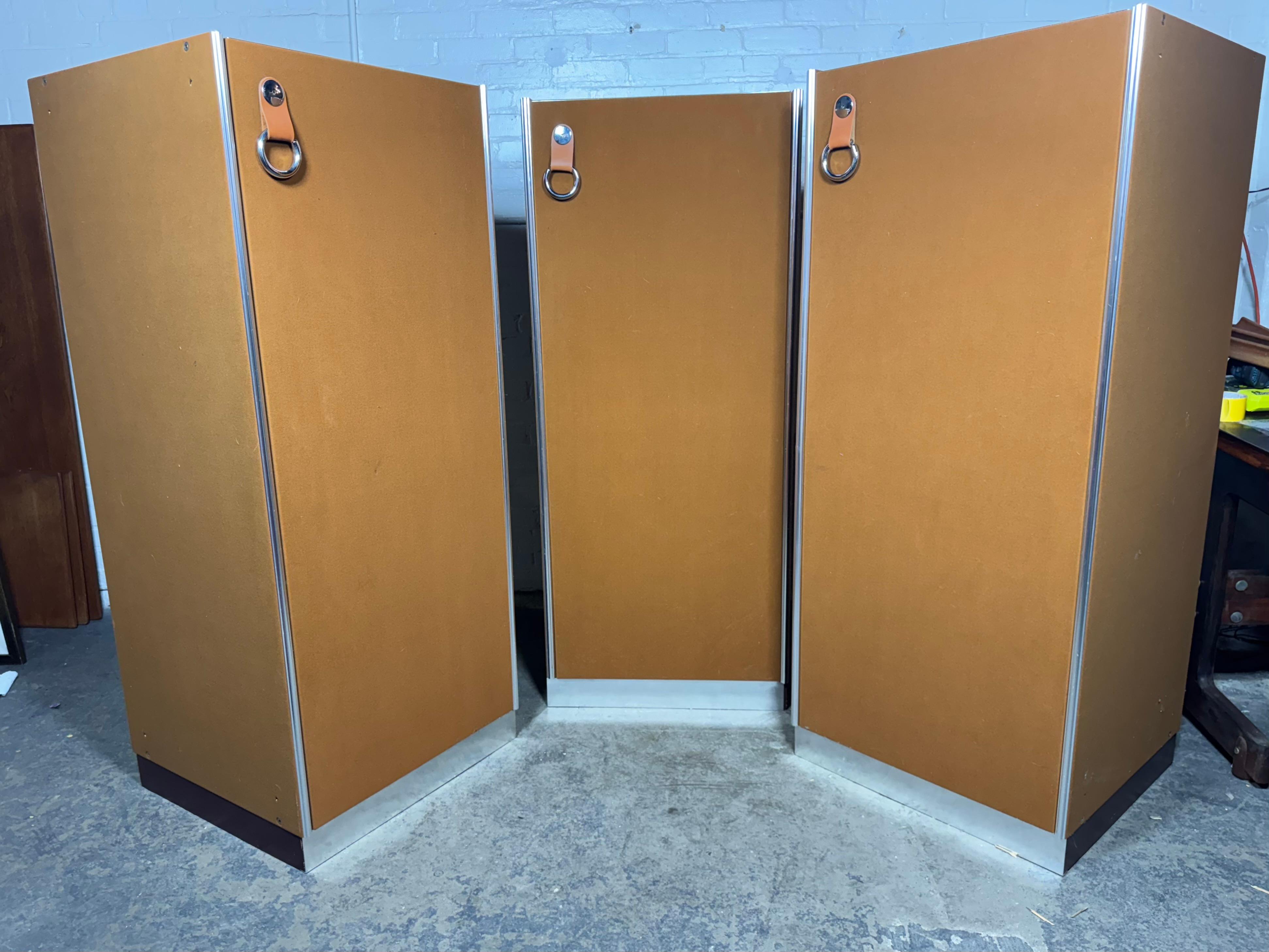 Mid-20th Century Wardrobes/ Pumpkin Suede by I4mariani  Guido Faleschini, Italy, 1960s, Set of 3 For Sale