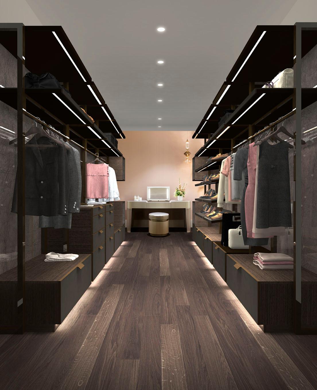 Contemporary Wardrobes Structure Metal Solid Wood Decorative Handles Led Light Customizable For Sale