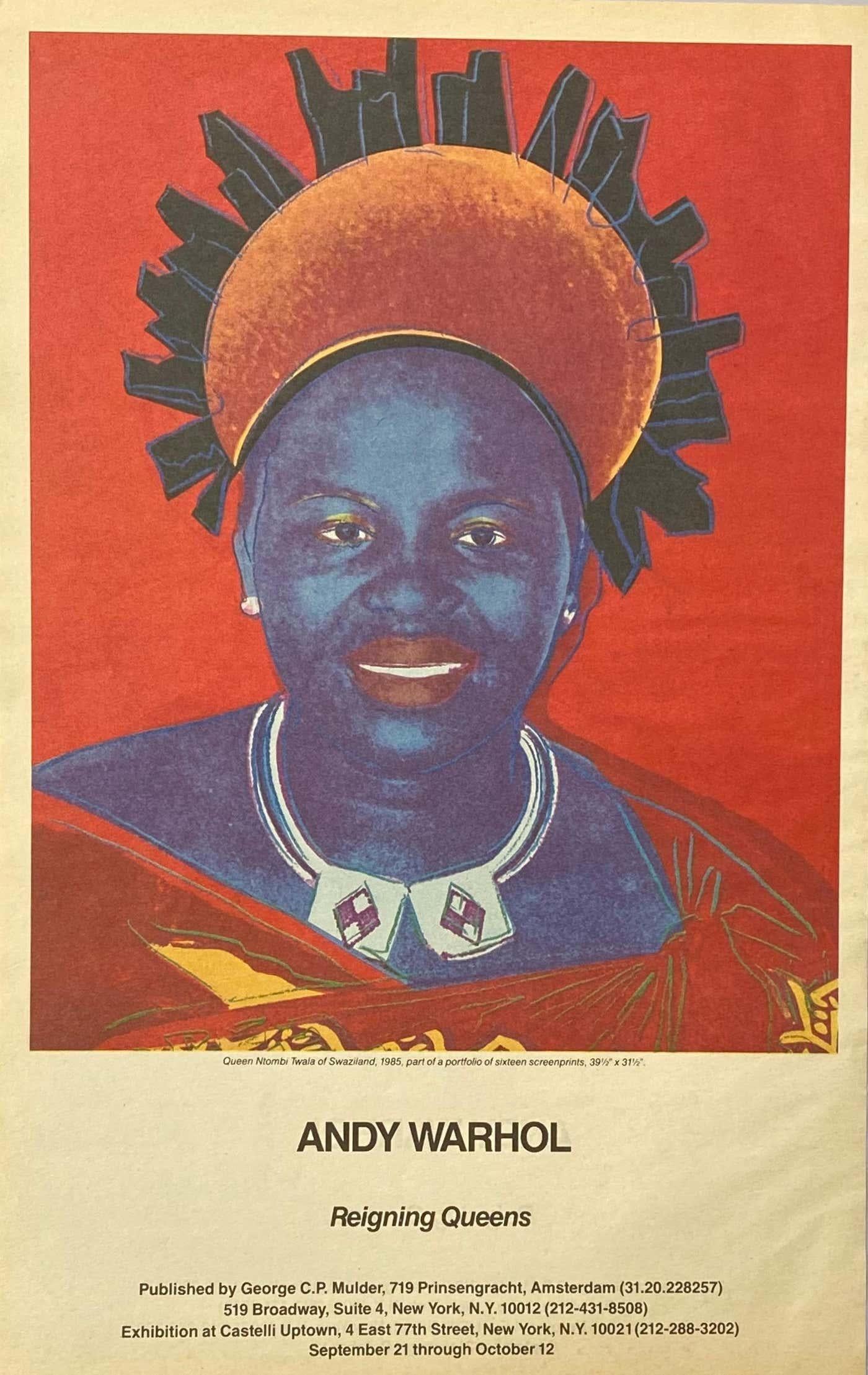 Anuncios originales antiguos de Warhol Queens en la galería Leo Castelli. Conjunto de 3 hacia 1985.

Impresión offset en papel de periódico.
Medidas: 11 x 17 pulgadas.
Pequeñas señales de manipulación; por lo demás, muy buen estado.
Sin firmar de