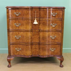 Waring and Gillow Burr Walnut Serpentine Fronted Chest of Drawers