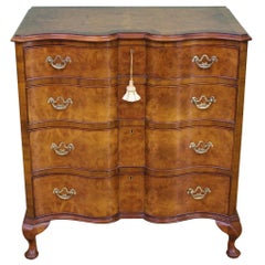 Antique Waring and Gillow Burr Walnut Serpentine Fronted Chest of Drawers