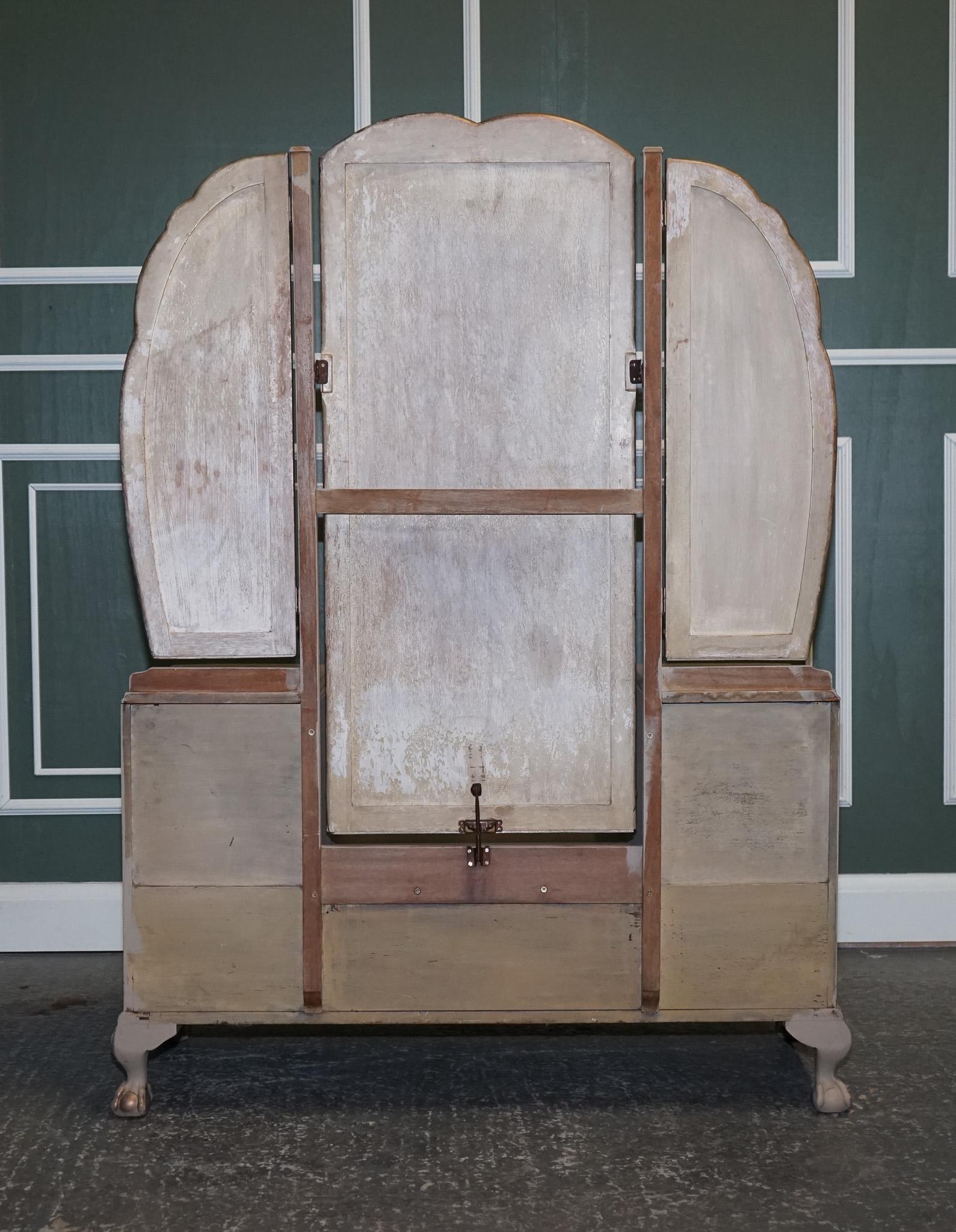 Waring & Gillow 1932 Antiqued Hand Painted Beige Bronze Patterns Dressing Table 6