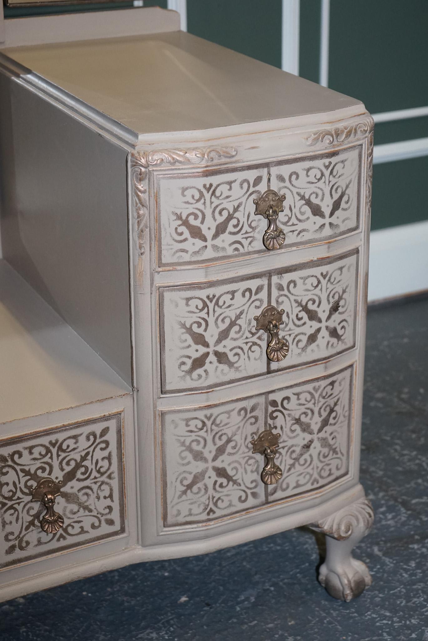 Waring & Gillow 1932 Antiqued Hand Painted Beige Bronze Patterns Dressing Table 1
