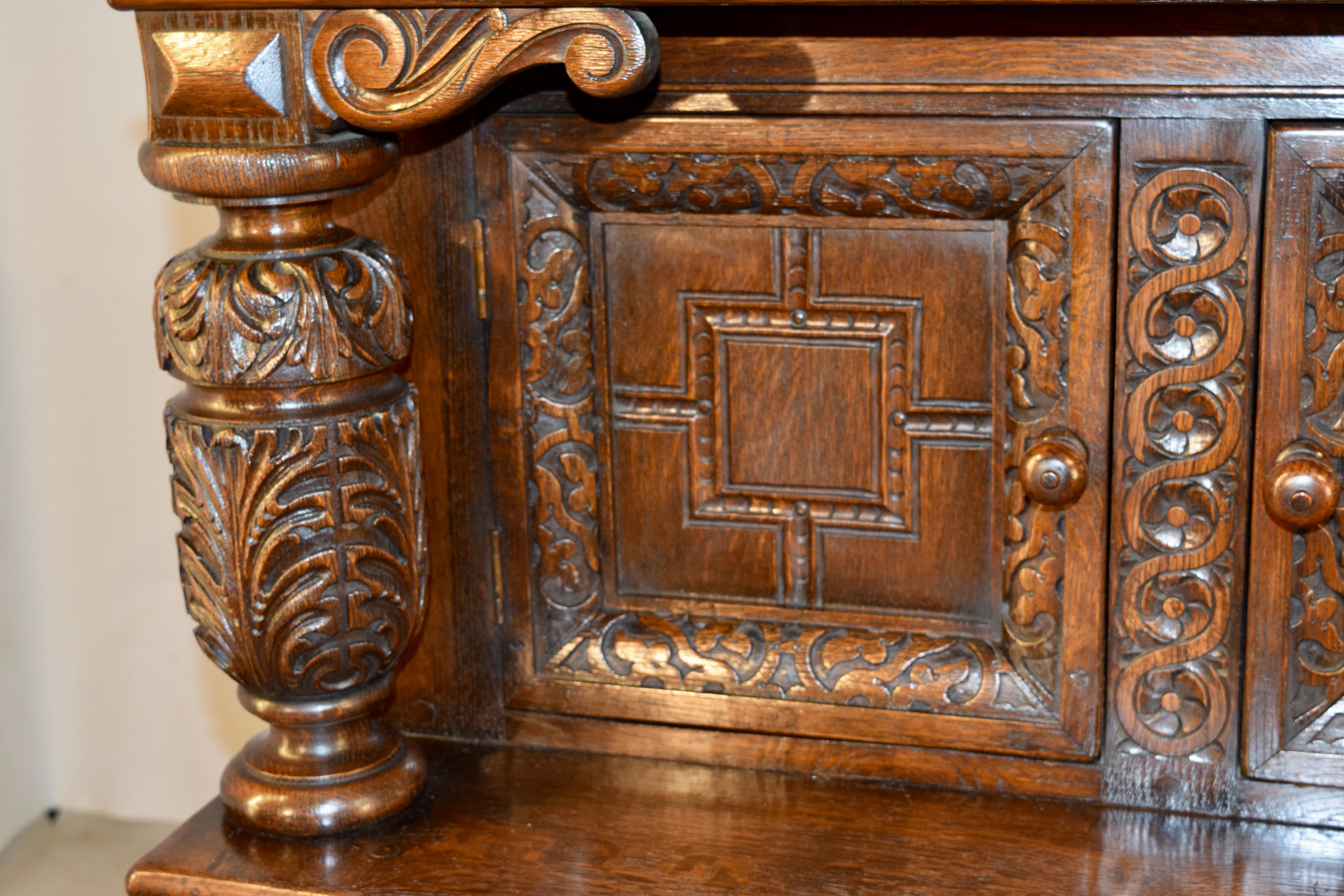 Early 20th Century Waring & Gillow Carved Oak Court Cupboard, c. 1900 For Sale