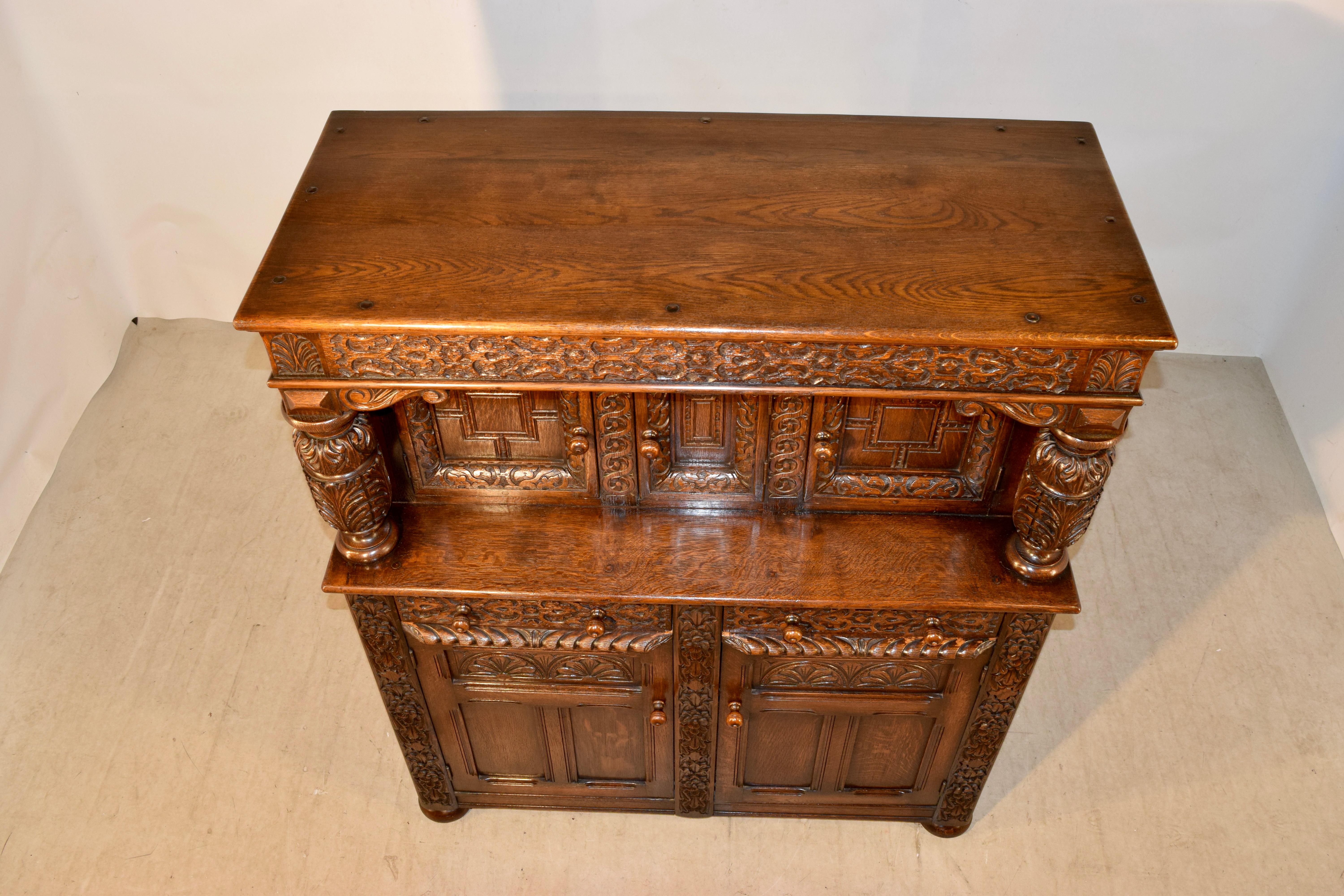 Waring & Gillow Carved Oak Court Cupboard, c. 1900 For Sale 3