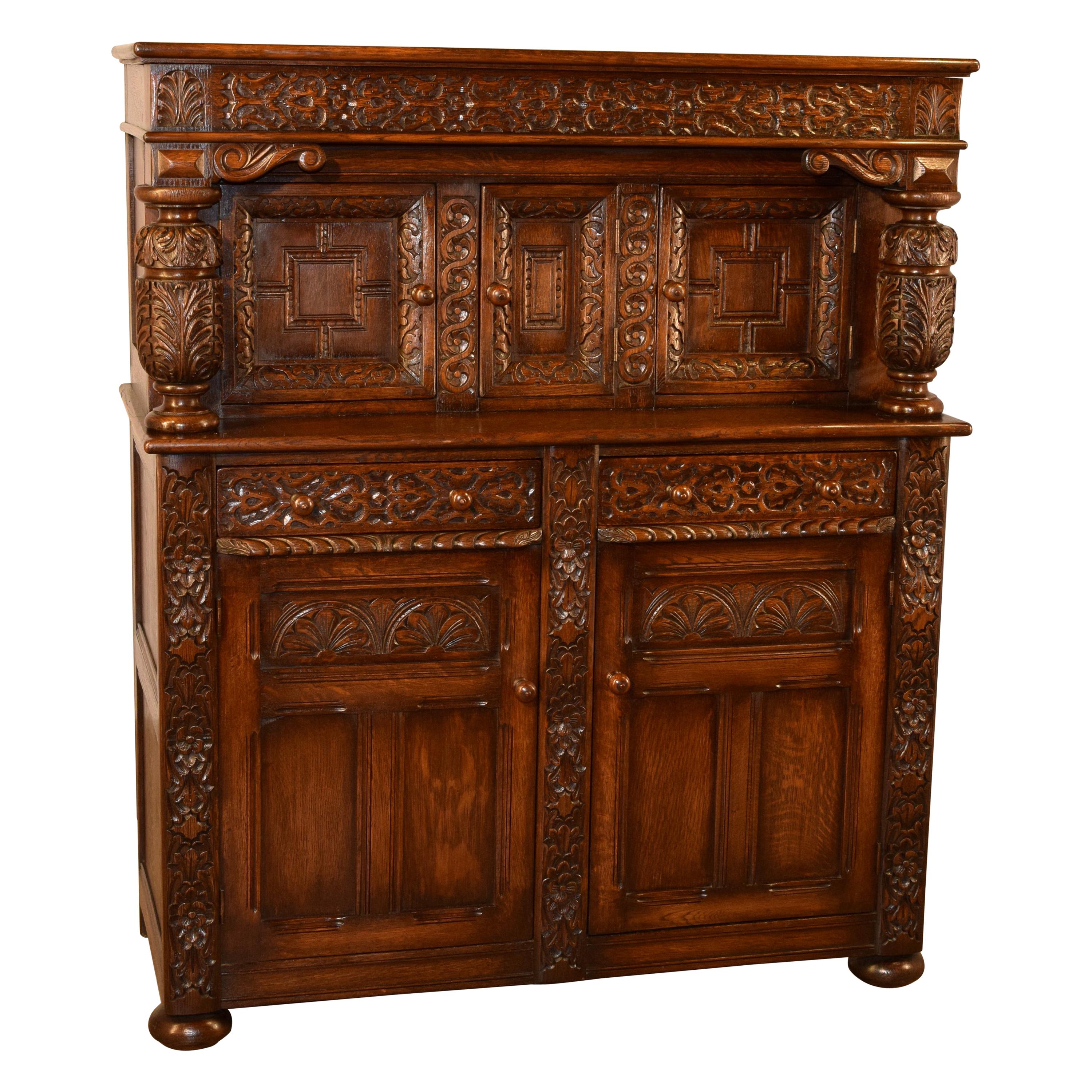 Details about   19th C English Oak Court Cupboard 