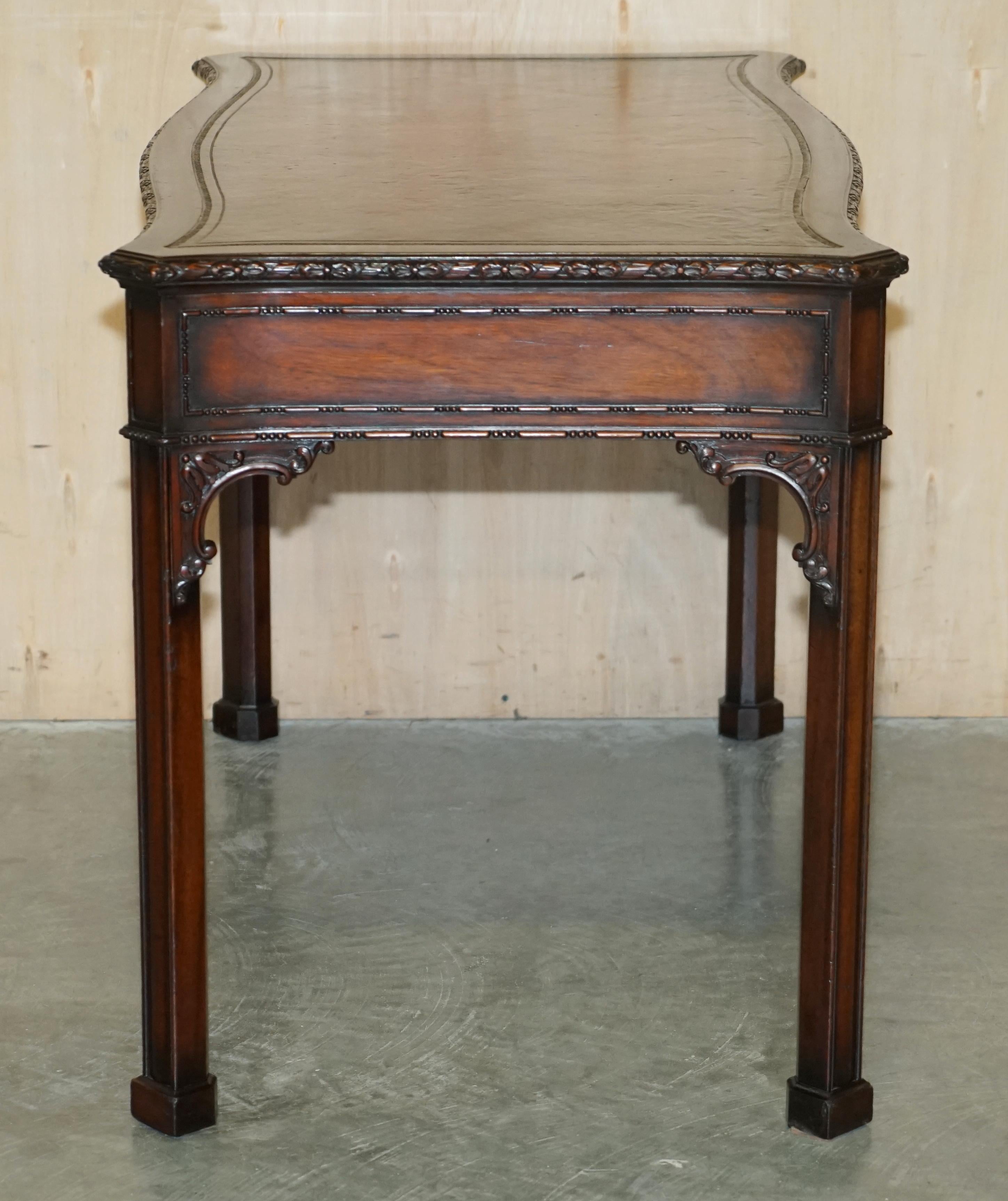 WARING & GILLOW PARIS THOMAS CHIPPENDALE TASTE LiBRARY DESK BROWN LEATHER TOP For Sale 7