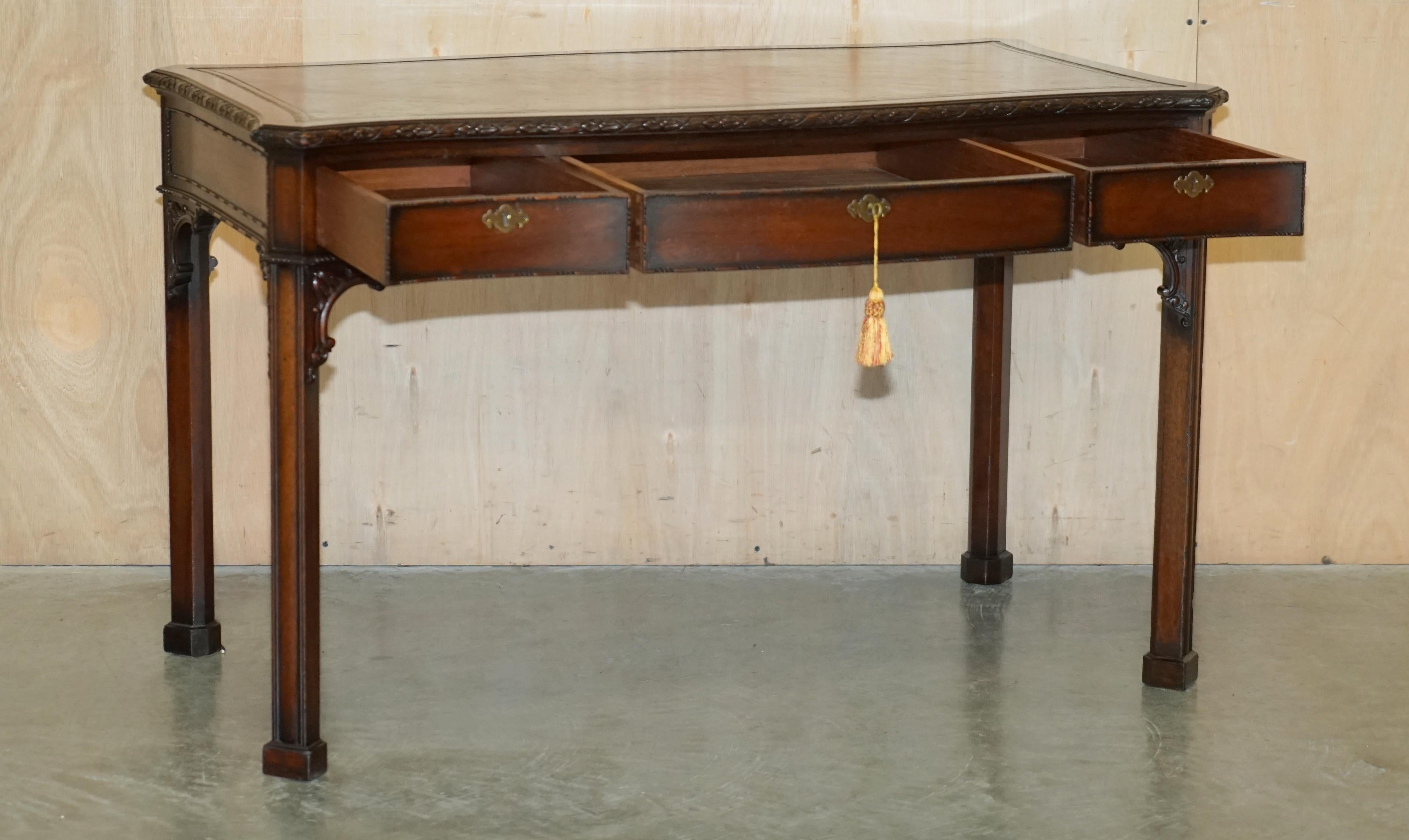 WARING & GILLOW PARIS THOMAS CHIPPENDALE TASTE LiBRARY DESK BROWN LEATHER TOP im Angebot 9