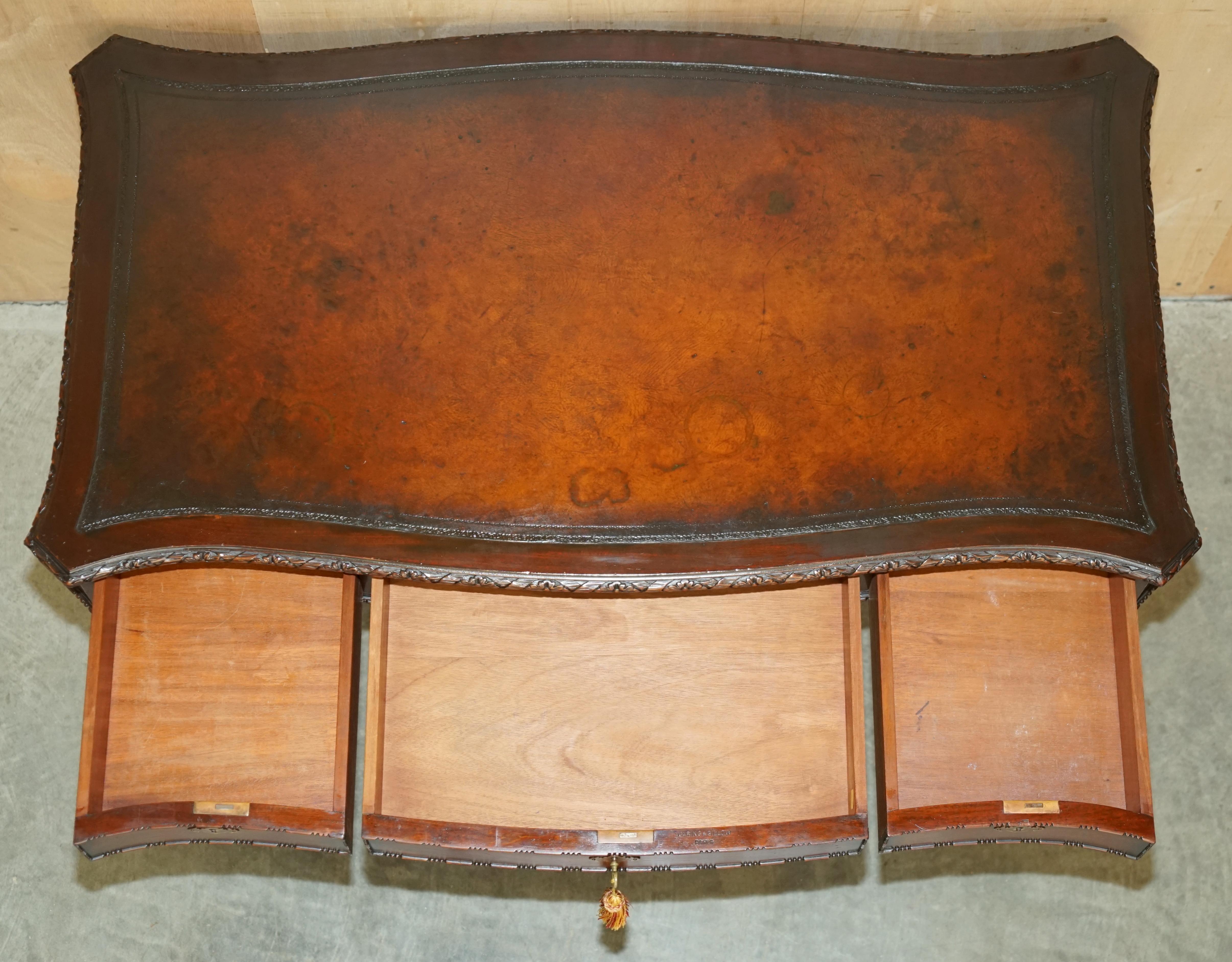 WARING & GILLOW PARIS THOMAS CHIPPENDALE TASTE LiBRARY DESK BROWN LEATHER TOP im Angebot 12