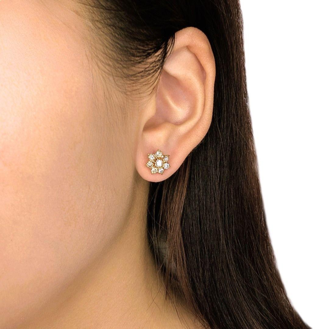 Embrace a uniquely captivating sparkle with these stunning stud earrings, featuring an alluring array of natural brown diamonds beautifully set in warm 18K rose gold. Each earring showcases a dazzling cluster of eight round brilliant natural