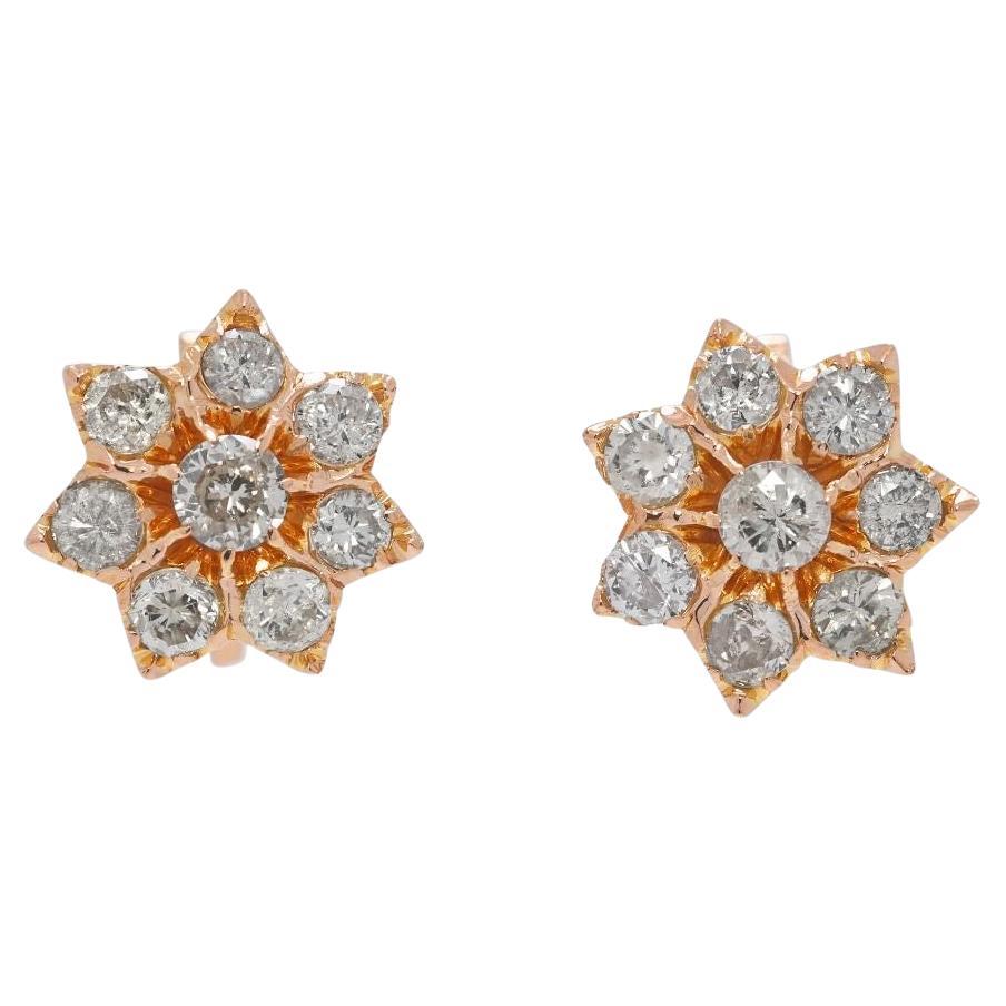 Warm 0.86ct Brown Natural Diamond Stud Earrings in 18K Rose Gold
