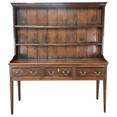 Antique Warm 19th Century Large Oak English China Cupboard Sideboard Cabinet