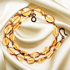 Warme und leuchtende Citrin-Nuggets mit goldfarbenen Akzenten 21 Zoll Halskette Great Gift!