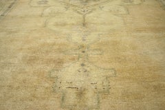 Warm and Neutral Vintage Turkish Oushak Gallery Rug, Wide Hallway Runner