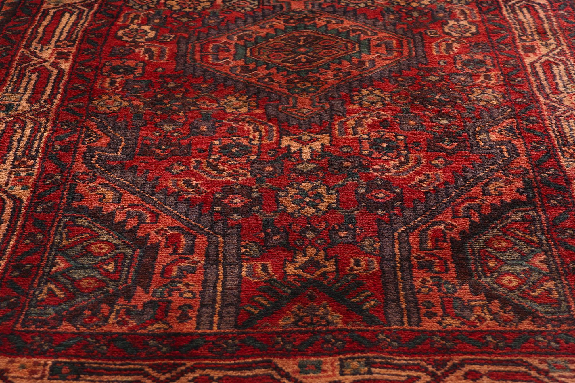 Vintage Persian Hamadan Rug Carpet Runner In Good Condition For Sale In Dallas, TX