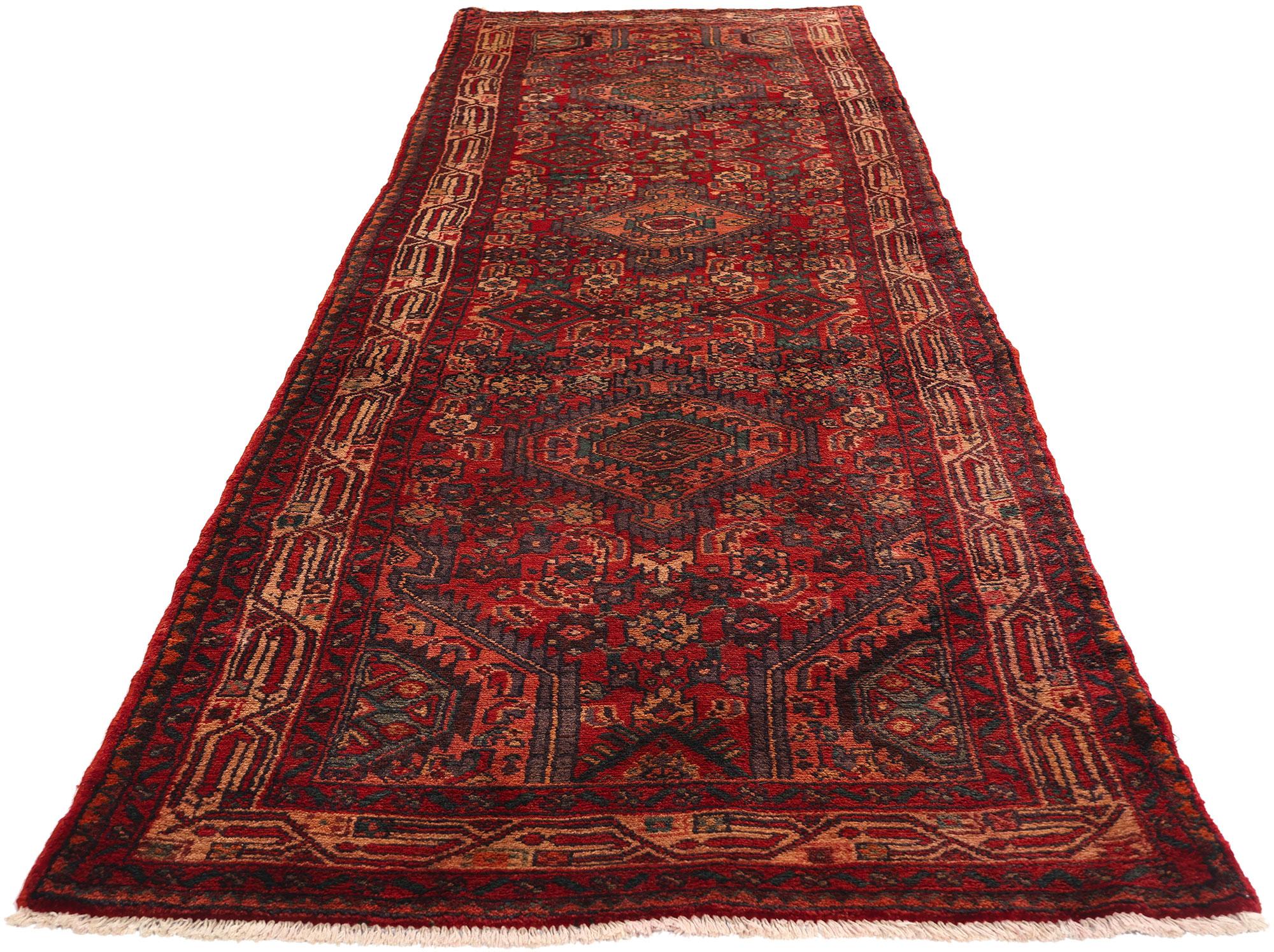 Vintage Persisch Hamadan Teppich Teppich Läufer (Stammeskunst)