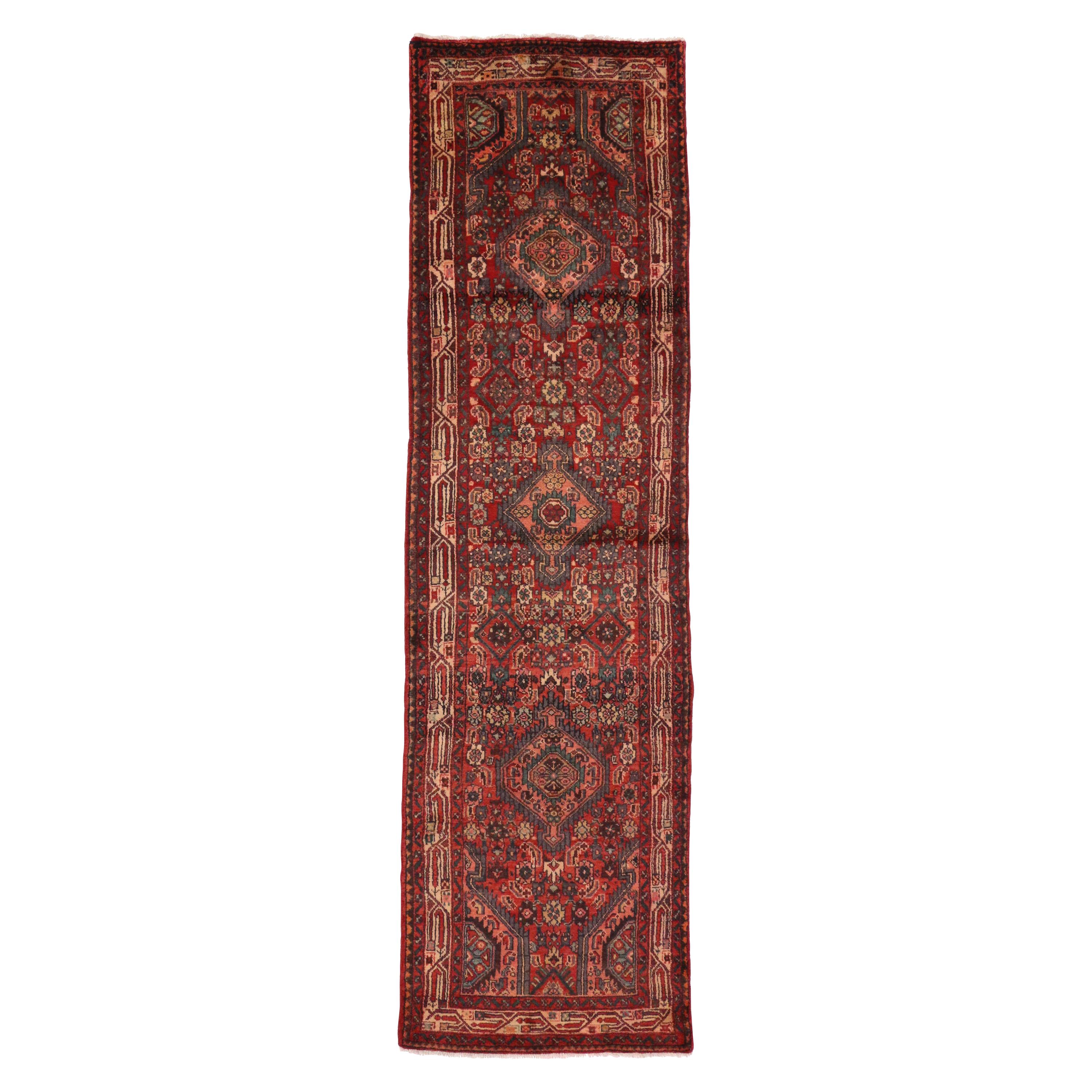 Rustic Style Vintage Persian Azerbaijan Runner, Wide Hallway Runner For