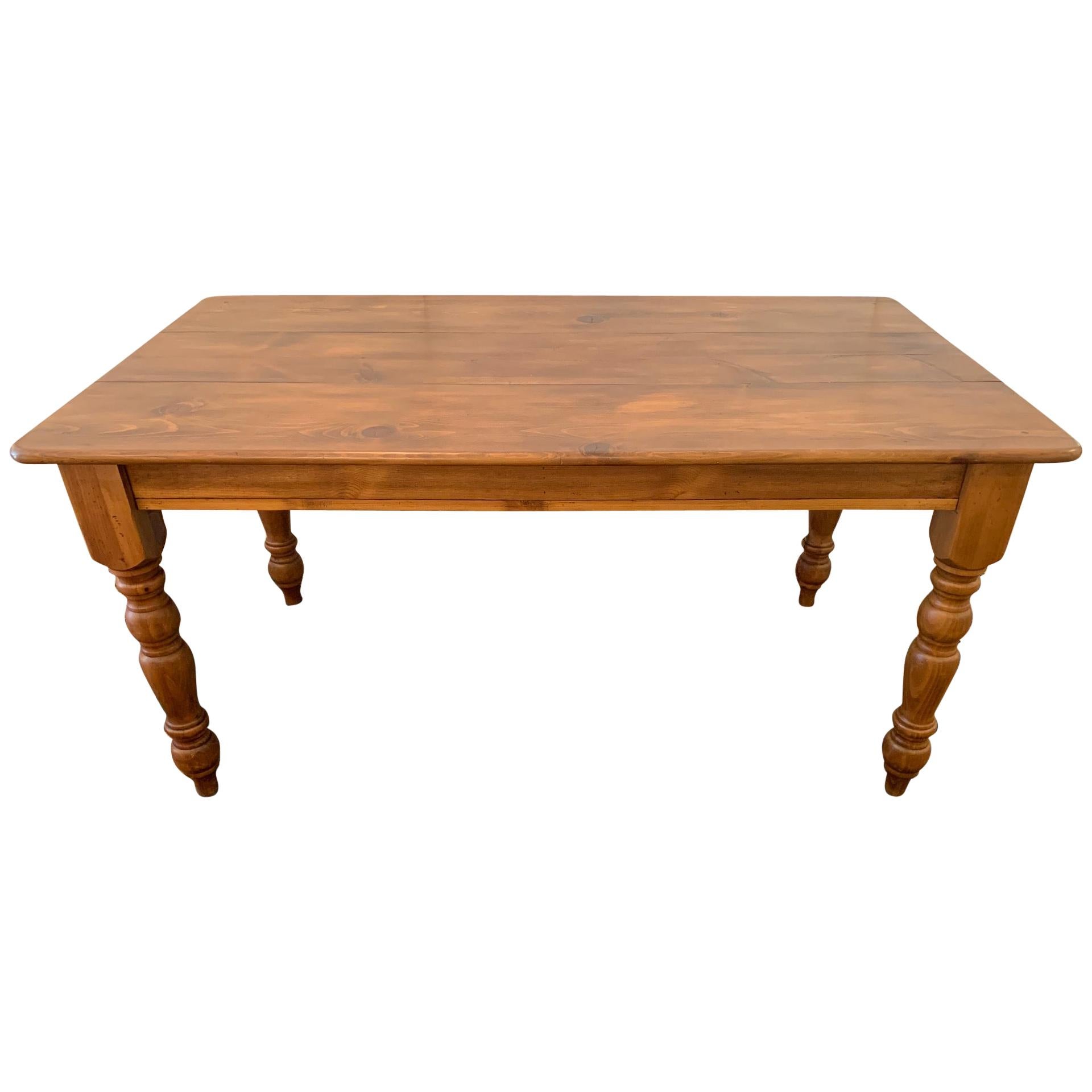 Warm and Welcoming Pine Farm Table from Maine