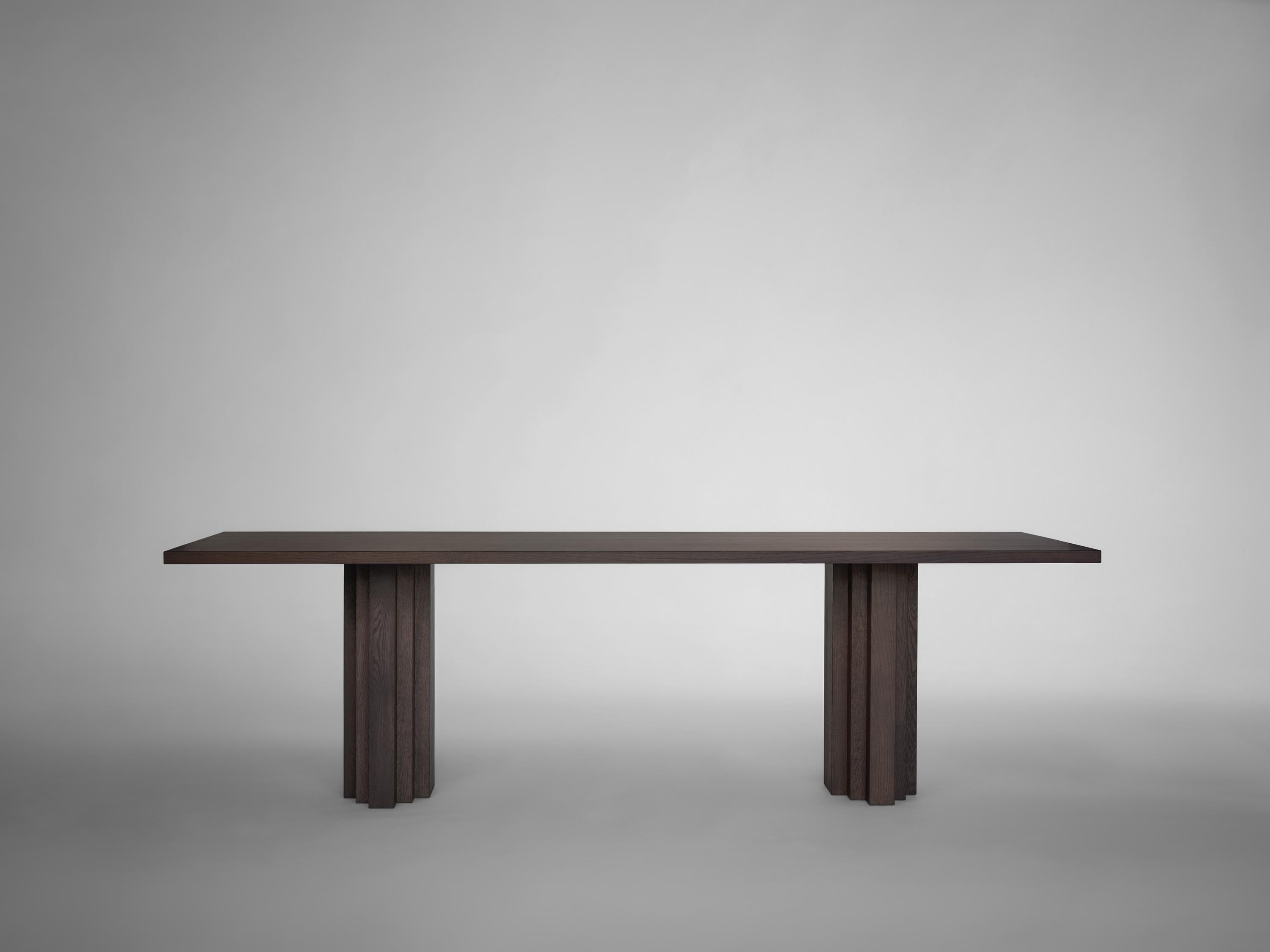 Brutalist Warm Brown Oak Dining Table - Brut Slim by Mokko For Sale
