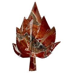 Vintage Leaf Carved and Polished from Warm Chestnut Jasper 