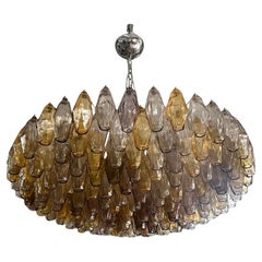 Lustre polyédrique en verre de Murano aux couleurs chaudes, par Alberto Donà