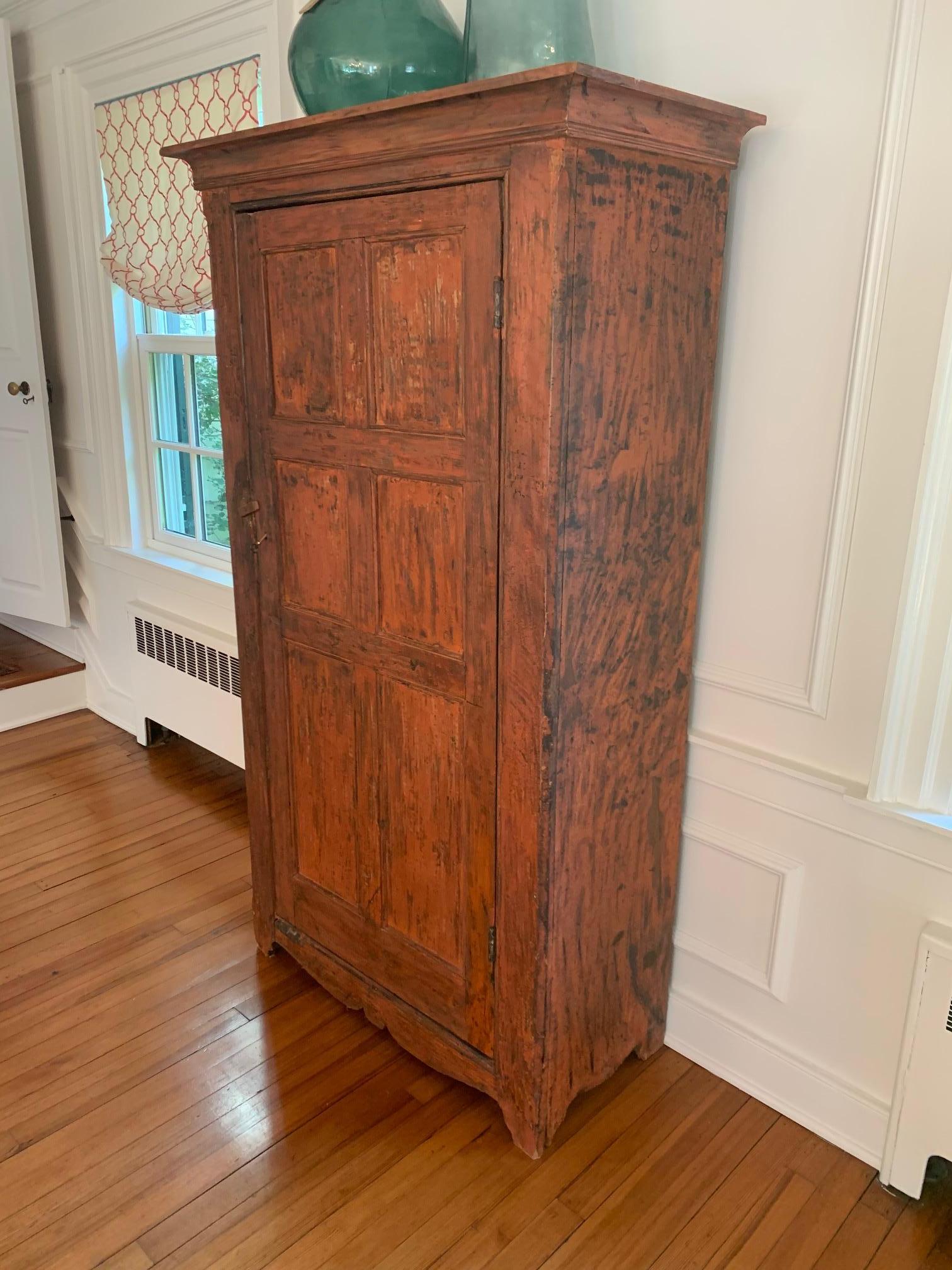 Mid-20th Century Warm Country Vermont Distressed Painted Cupboard