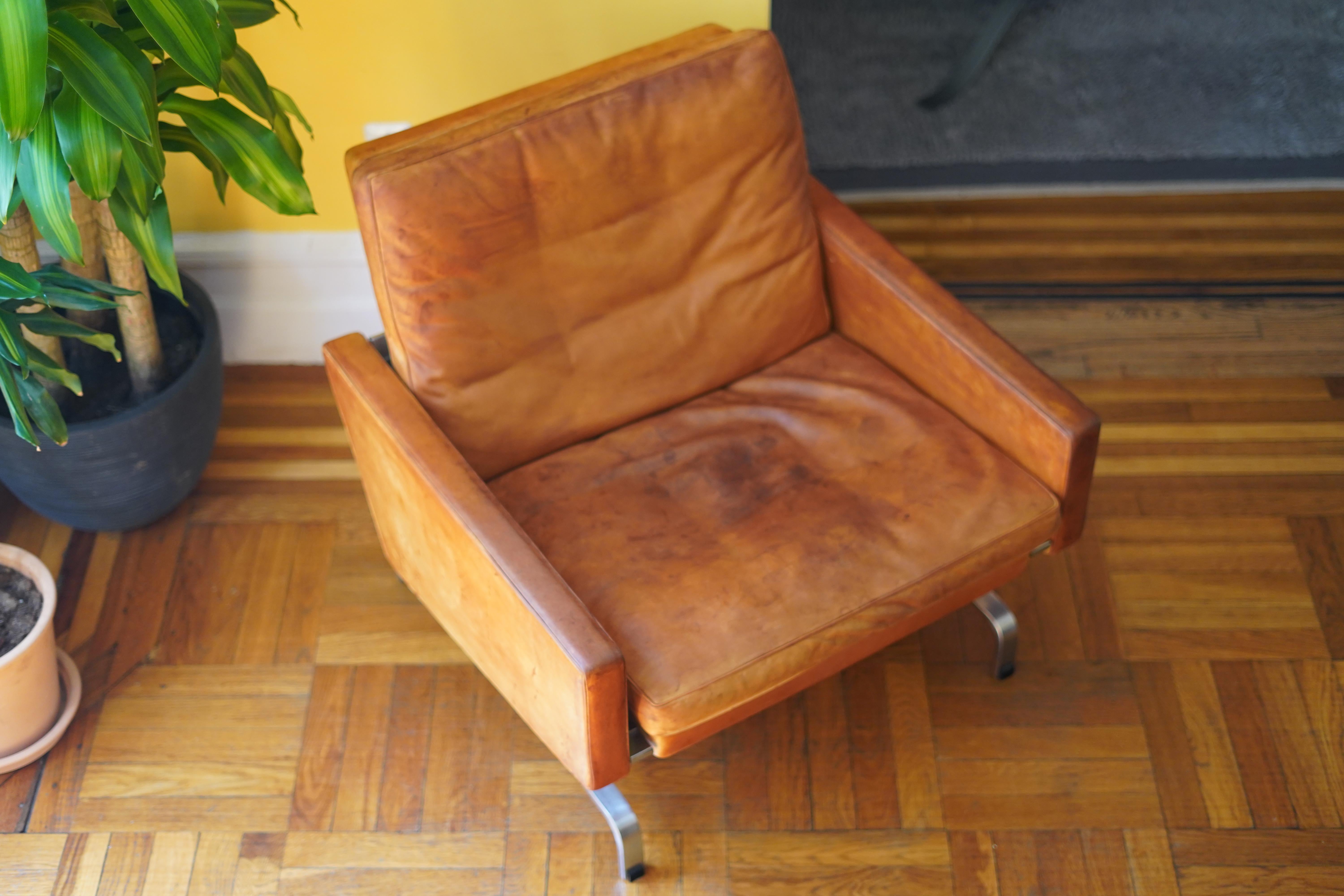 Danois cuir chaud de couleur havane foncé PK31 chaise Fritz Hansen, Danemark 1983 en vente