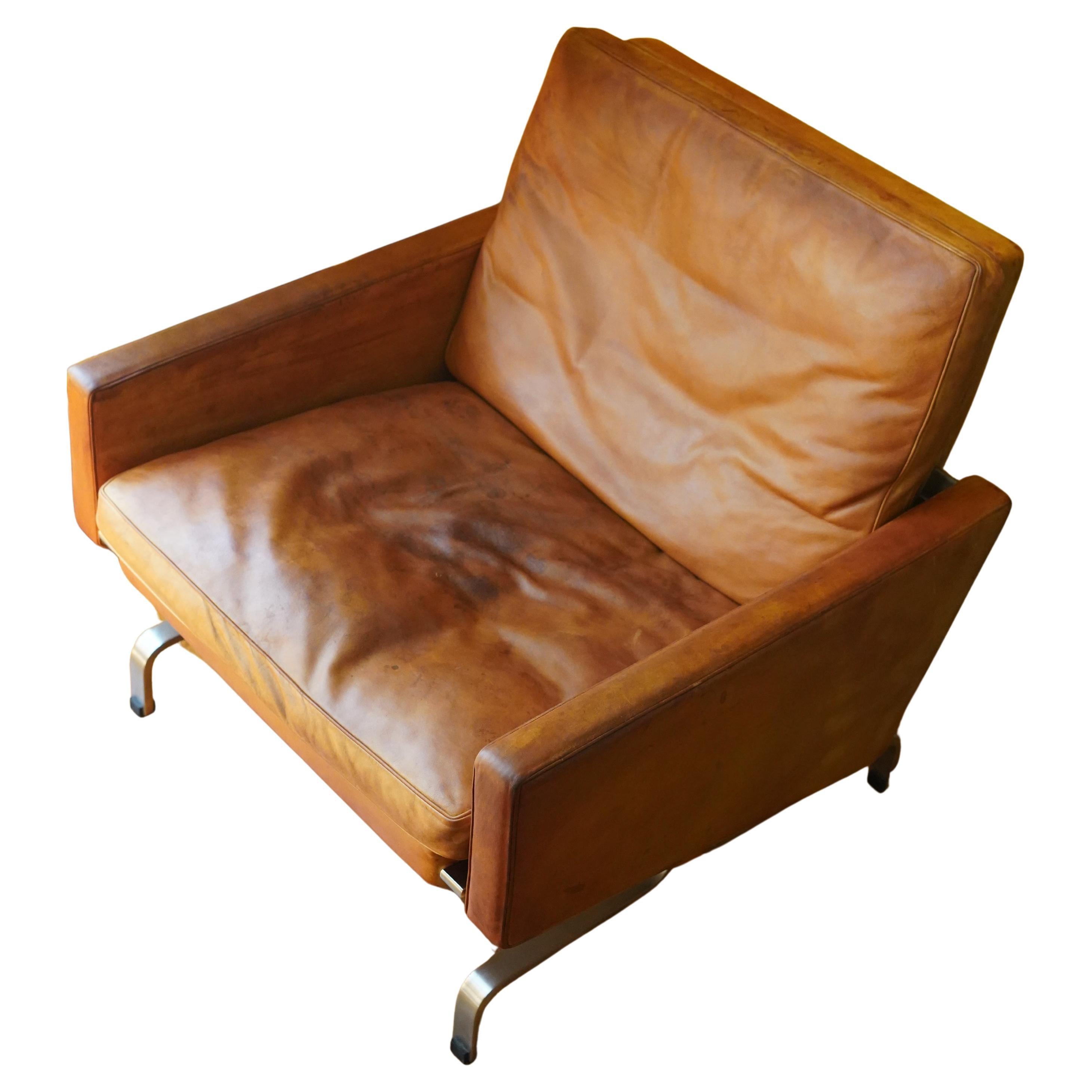 cuir chaud de couleur havane foncé PK31 chaise Fritz Hansen, Danemark 1983 en vente