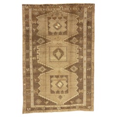 Warm Earth-Tone Retro Persian Hamadan Tribal Rug