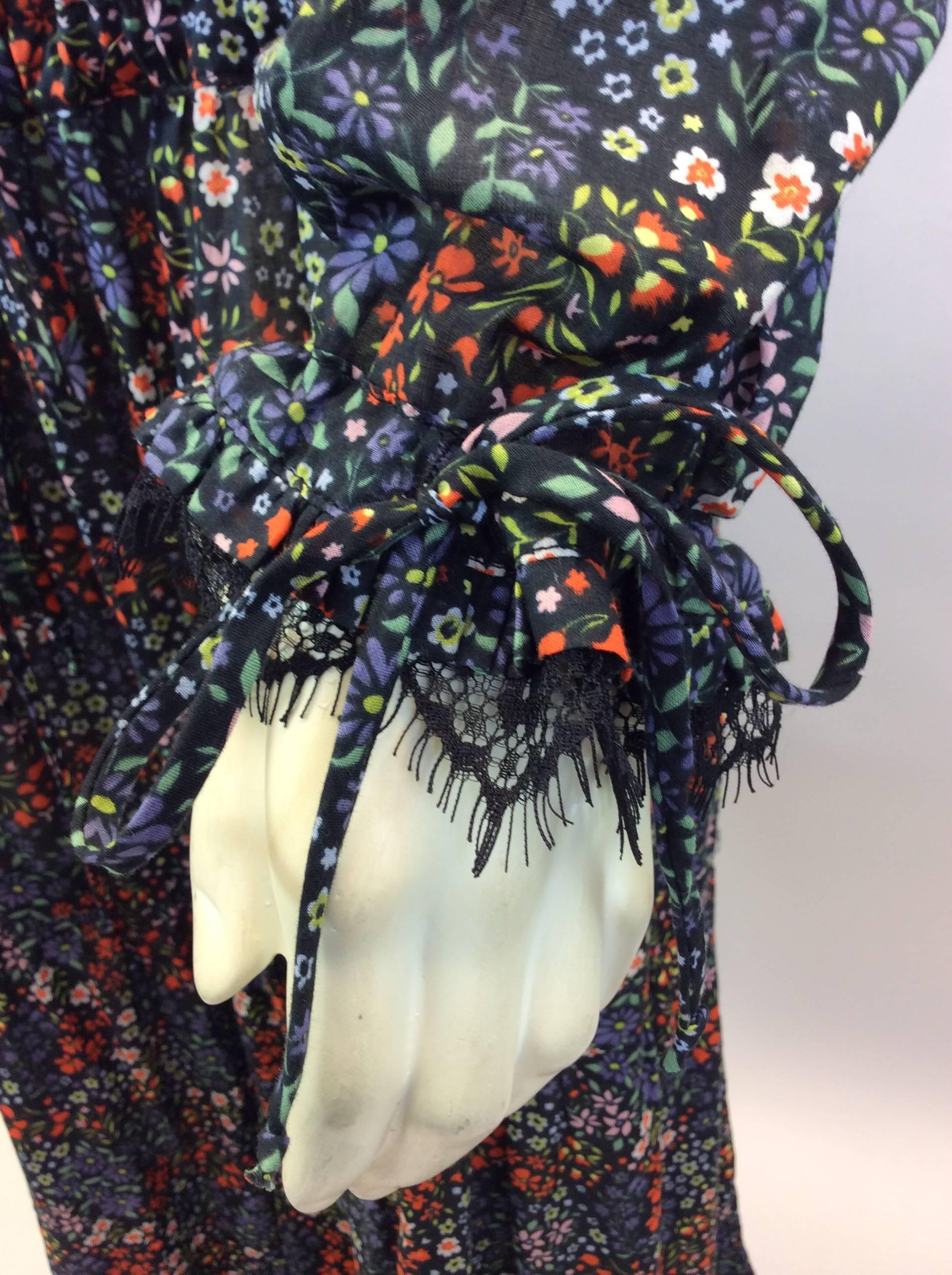 Women's Warm Floral Cotton Jumpsuit With Lace Detail NWT For Sale