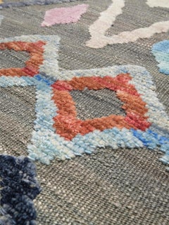 Warm Gray Vibrant Turkish Tulu Rug • Contemporary Handmade Textured Wool, 9x12