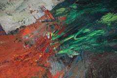 Warm Hued Multi-Colored Abstract Painting on Canvas