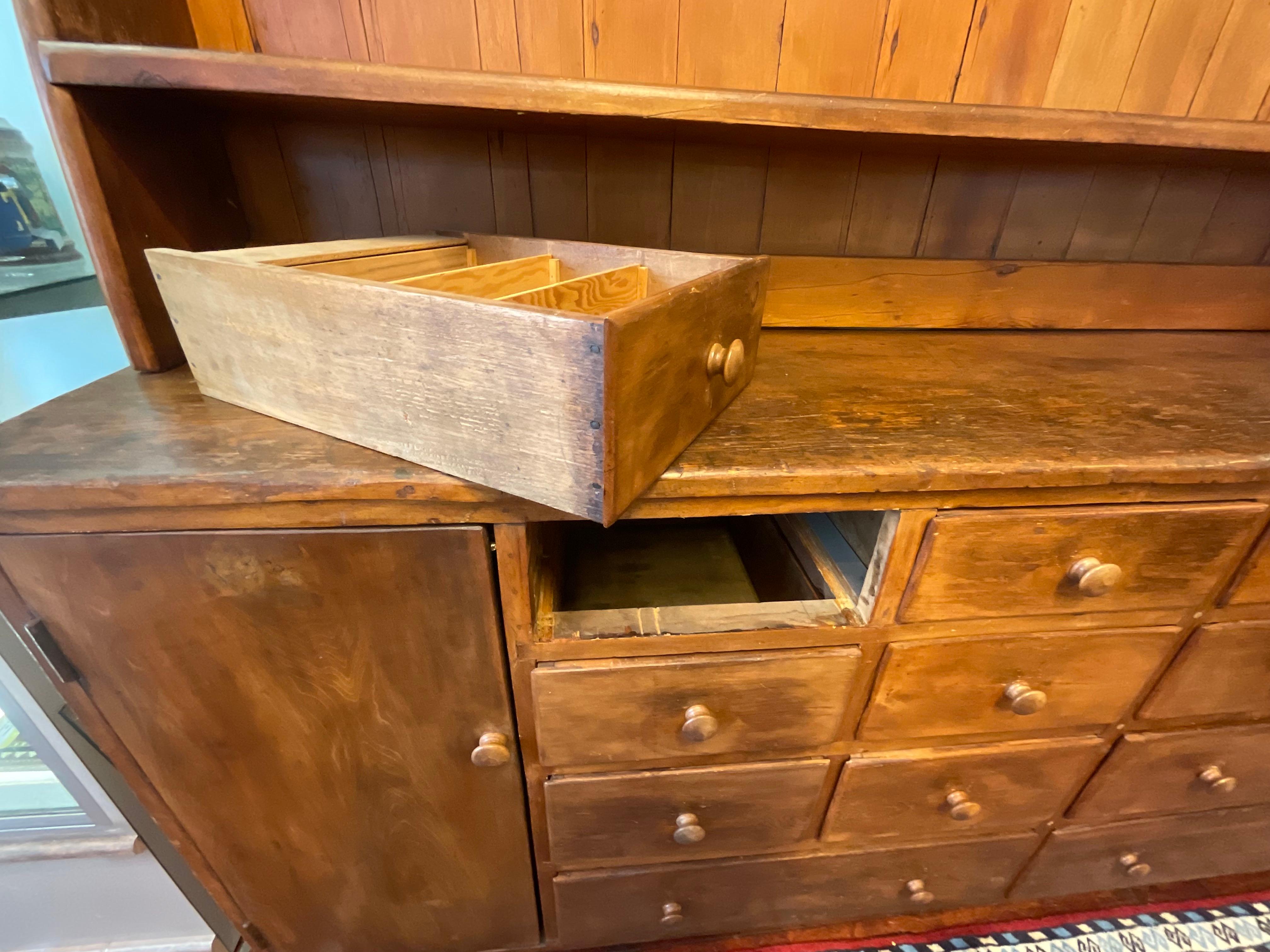 Warm Inviting Large Country Apothecary Cupboard Sideboard  In Good Condition For Sale In Hopewell, NJ
