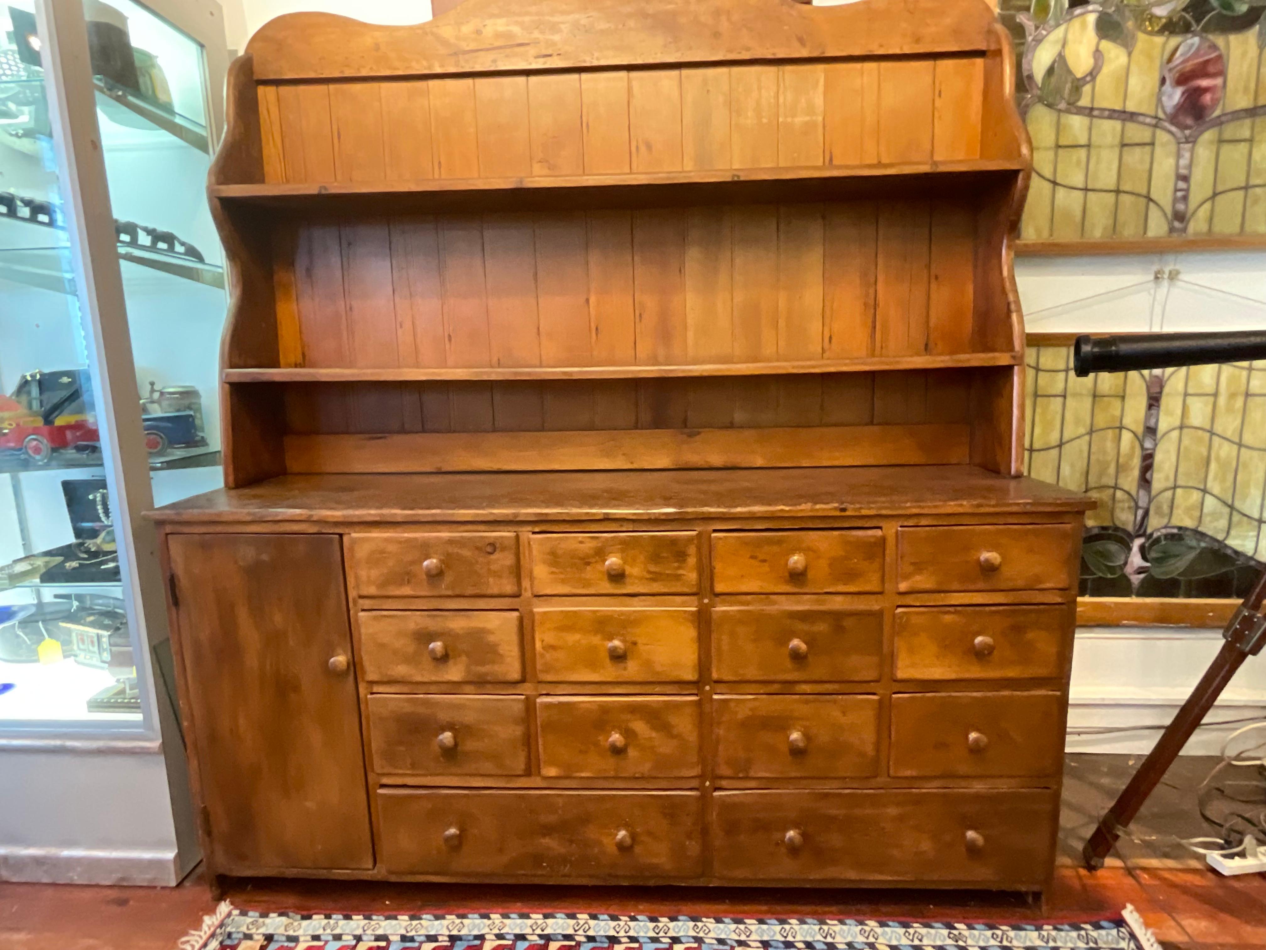19th Century Warm Inviting Large Country Apothecary Cupboard Sideboard  For Sale