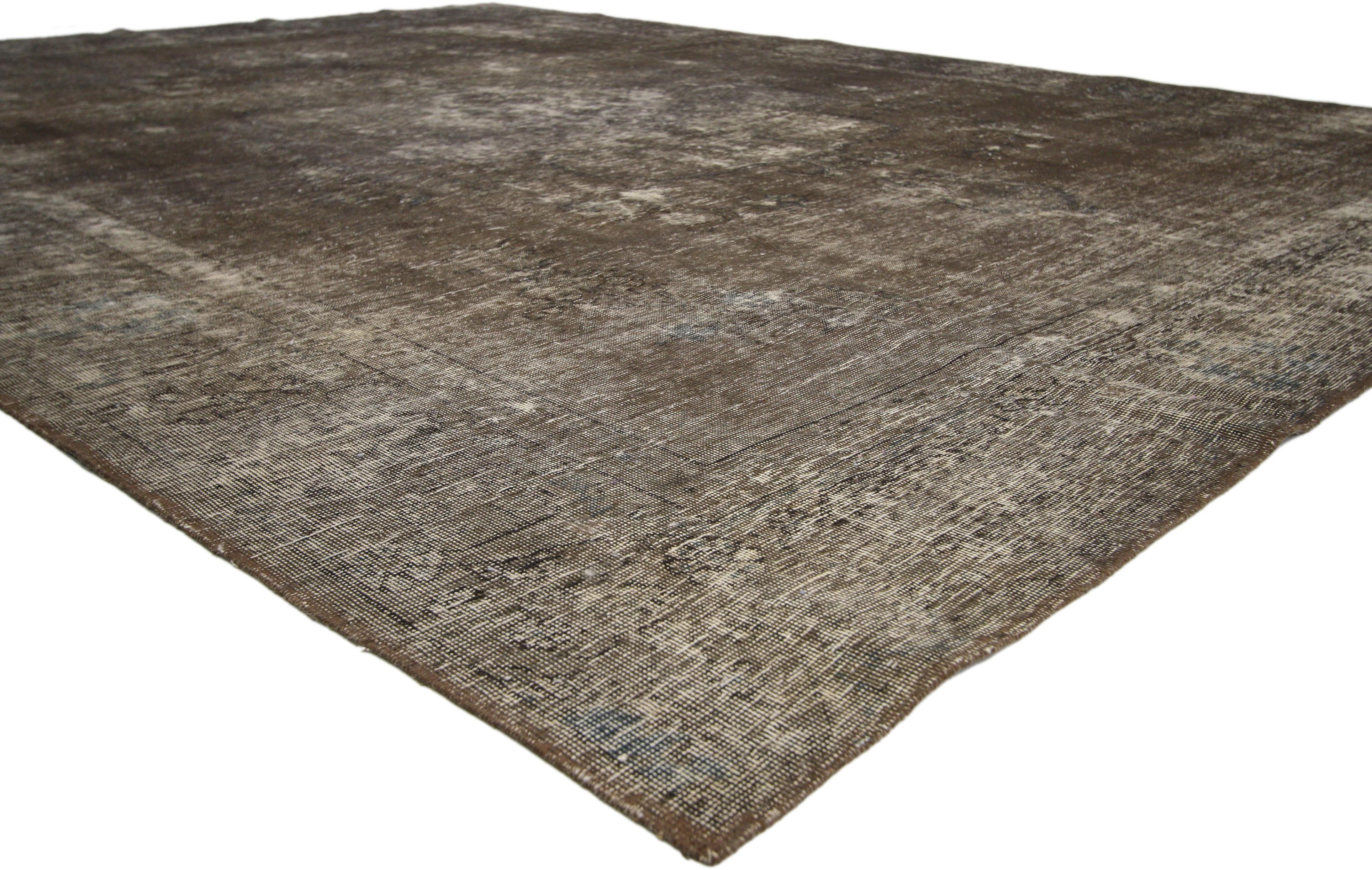Distressed Vintage Turkish Area Rug with Modern Industrial Steampunk Style  In Distressed Condition In Dallas, TX