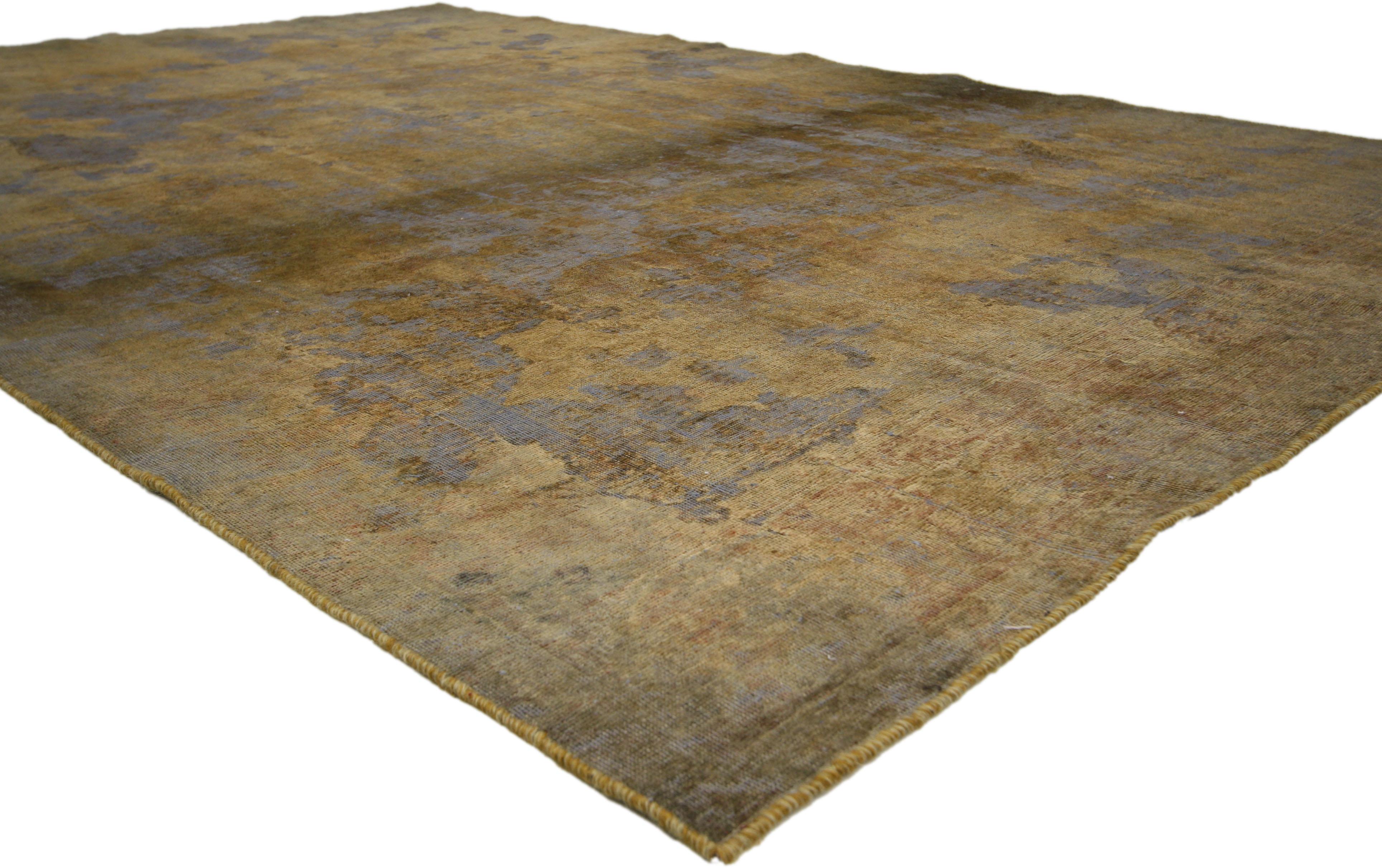 Warm, Neutral Color Distressed Vintage Turkish Rug with Industrial Luxe Style In Distressed Condition In Dallas, TX