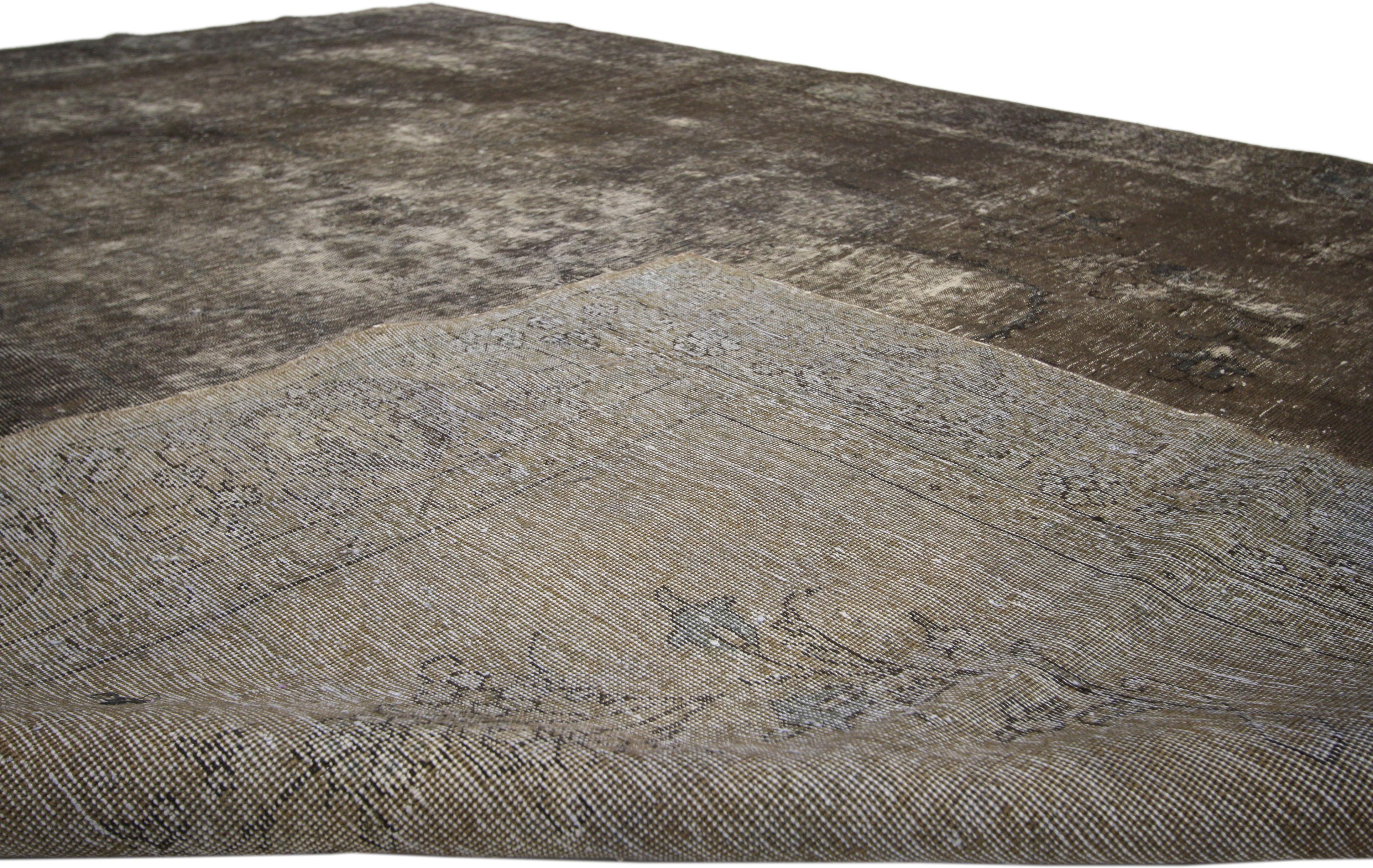 20th Century Distressed Vintage Turkish Area Rug with Modern Industrial Steampunk Style 