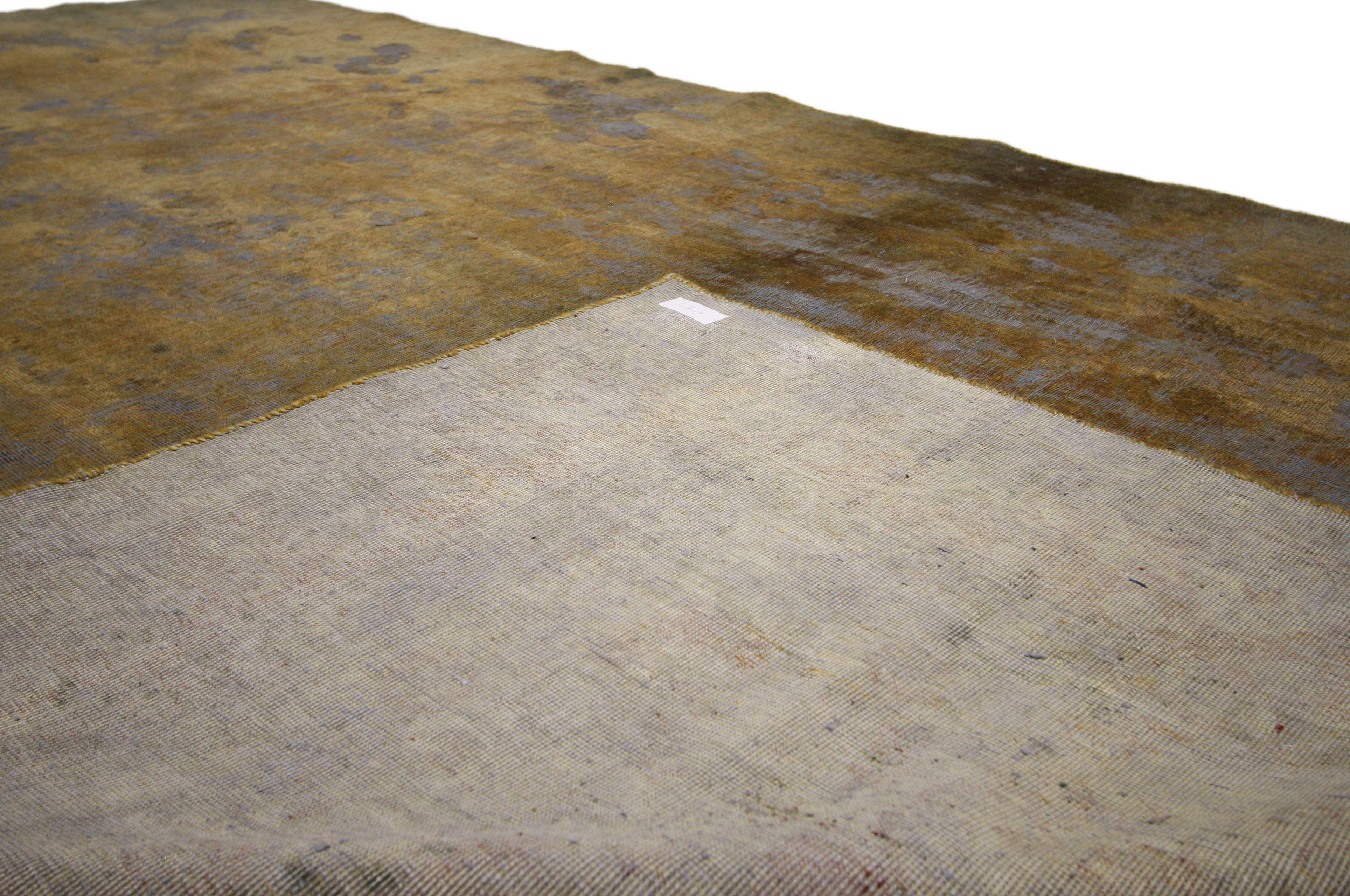 20th Century Warm, Neutral Color Distressed Vintage Turkish Rug with Industrial Luxe Style
