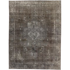 Distressed Vintage Turkish Area Rug with Modern Industrial Steampunk Style 
