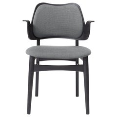 Vintage Warm Nordic Gesture Monochrome Fully Upholstered Chair in Black, by Hans Olsen