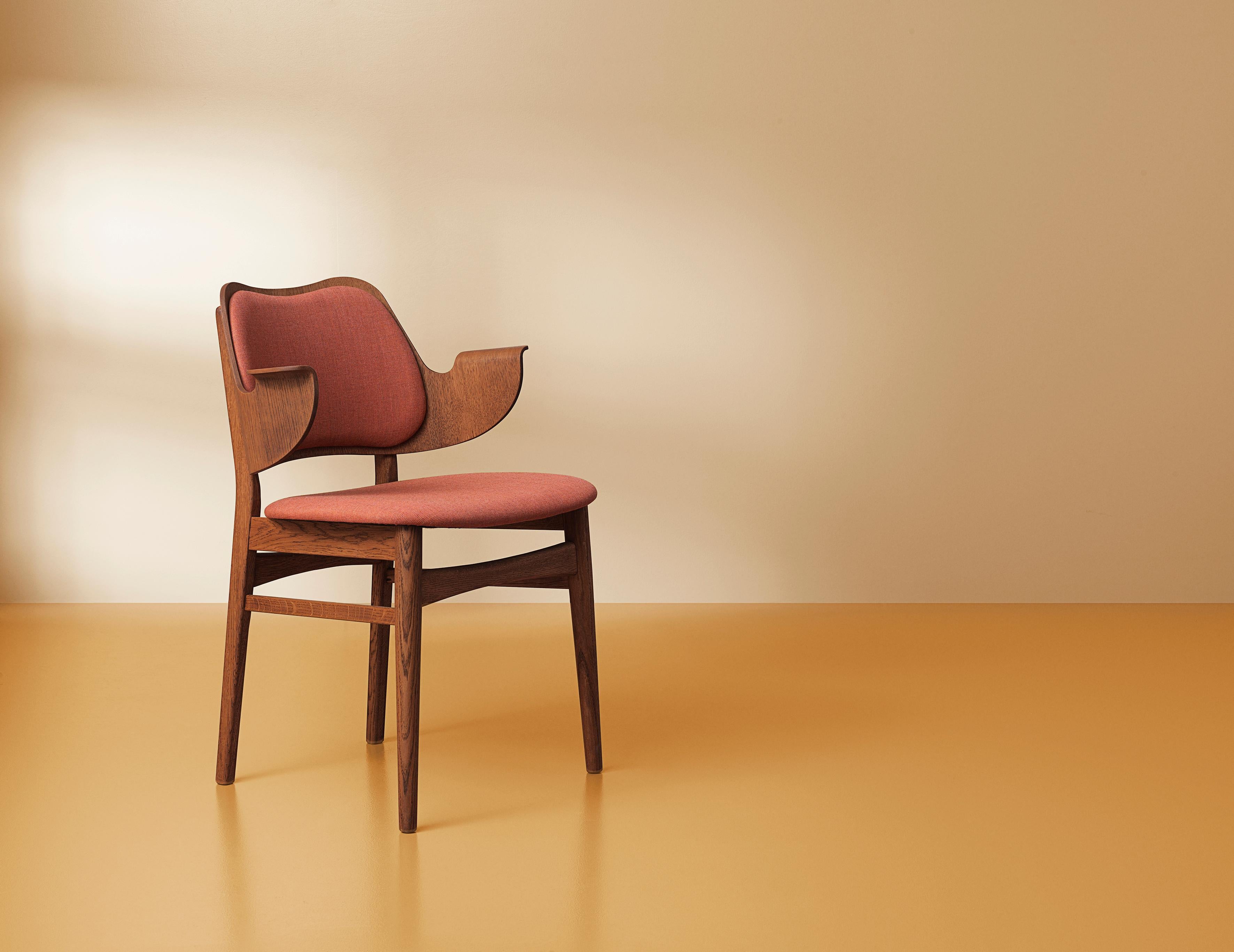 Contemporary Warm Nordic Gesture Monochrome Fully Upholstered Chair in Teak Oak, Hans Olsen For Sale