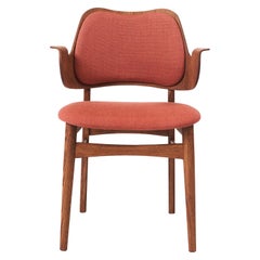 Vintage Warm Nordic Gesture Monochrome Fully Upholstered Chair in Teak Oak, Hans Olsen