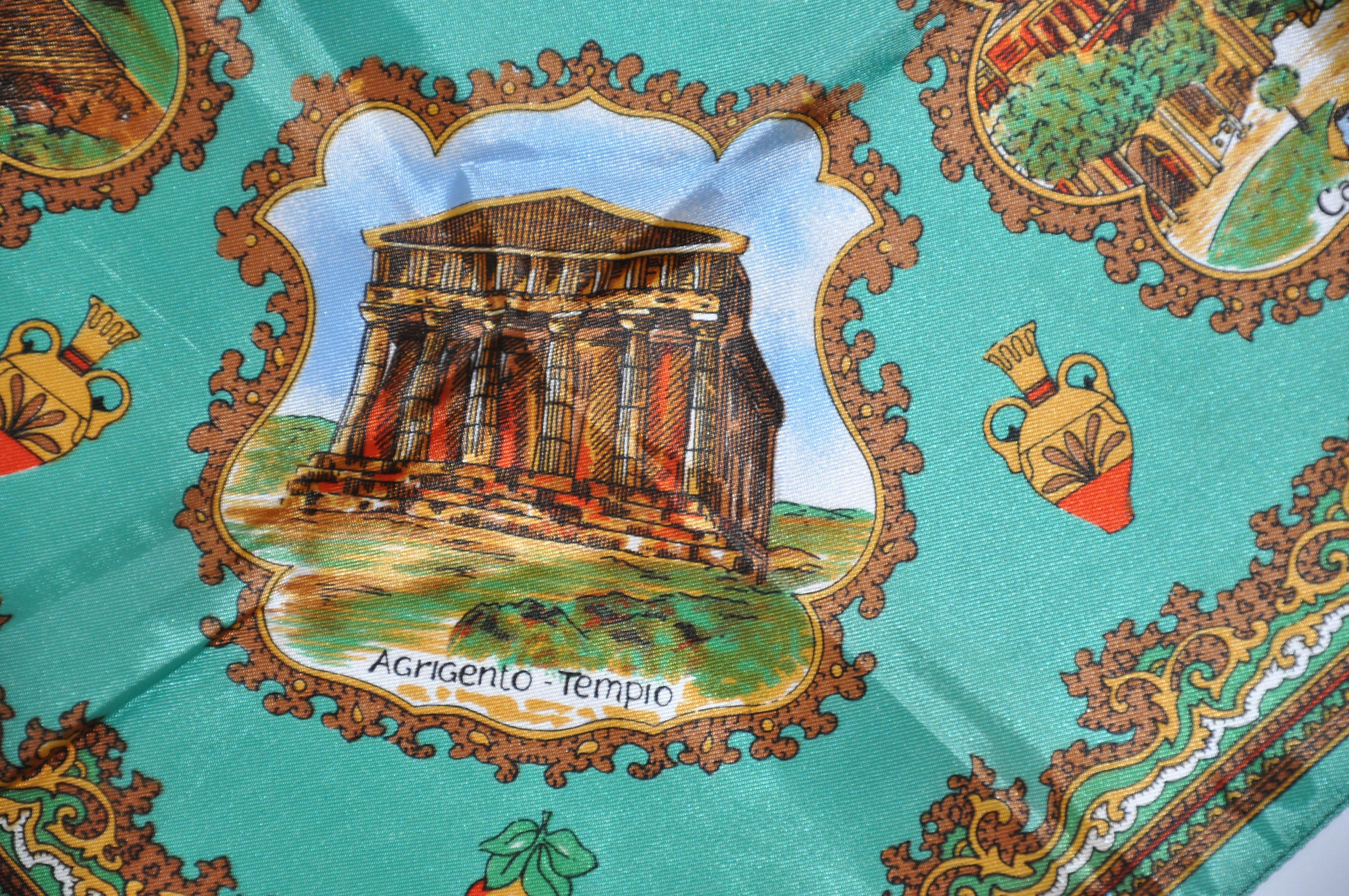 „Sizilien“-Schal in warmem Olivgrün und Bronze im Angebot 4