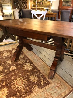 Warm Rustic Vintage Oak Desk or Small Dining Table with Drawer