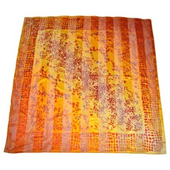 Vintage Warm Shades Of Golden Tangerine & Gold Silk and Chiffon "Pebbles" Scarf